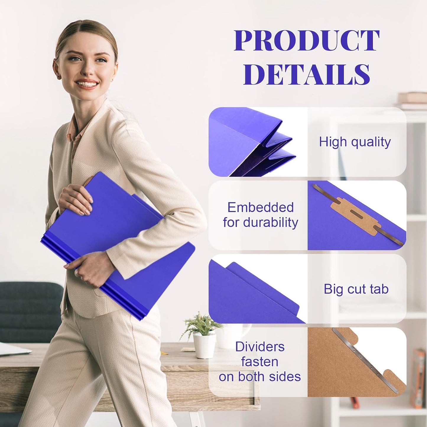 48 Pcs Classification Folders Letter Size, 1 Divider Pressboard File Folder with Fasteners, Expanding File Organizer Bulk for Teachers, Clergy, Office, Church, Christmas Donations (Purple)