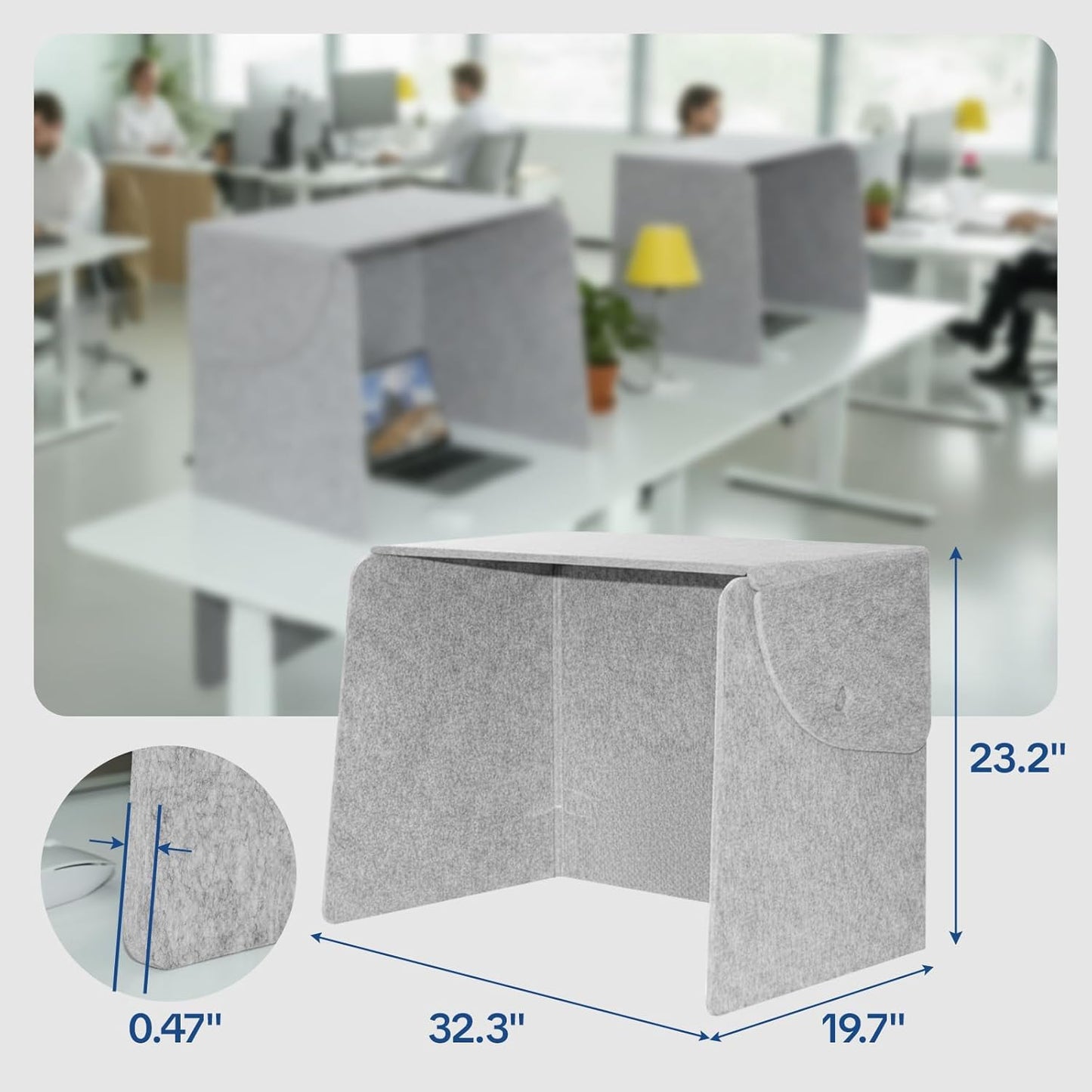 Desktop Partition Divider - Foldable Acoustic Privacy Screen Sound Absorbing Panel for Office & Home, Freestanding Computer Privacy Shield, Study Divider for Desk, 32.3" W x 19.7" D x 23.2" H