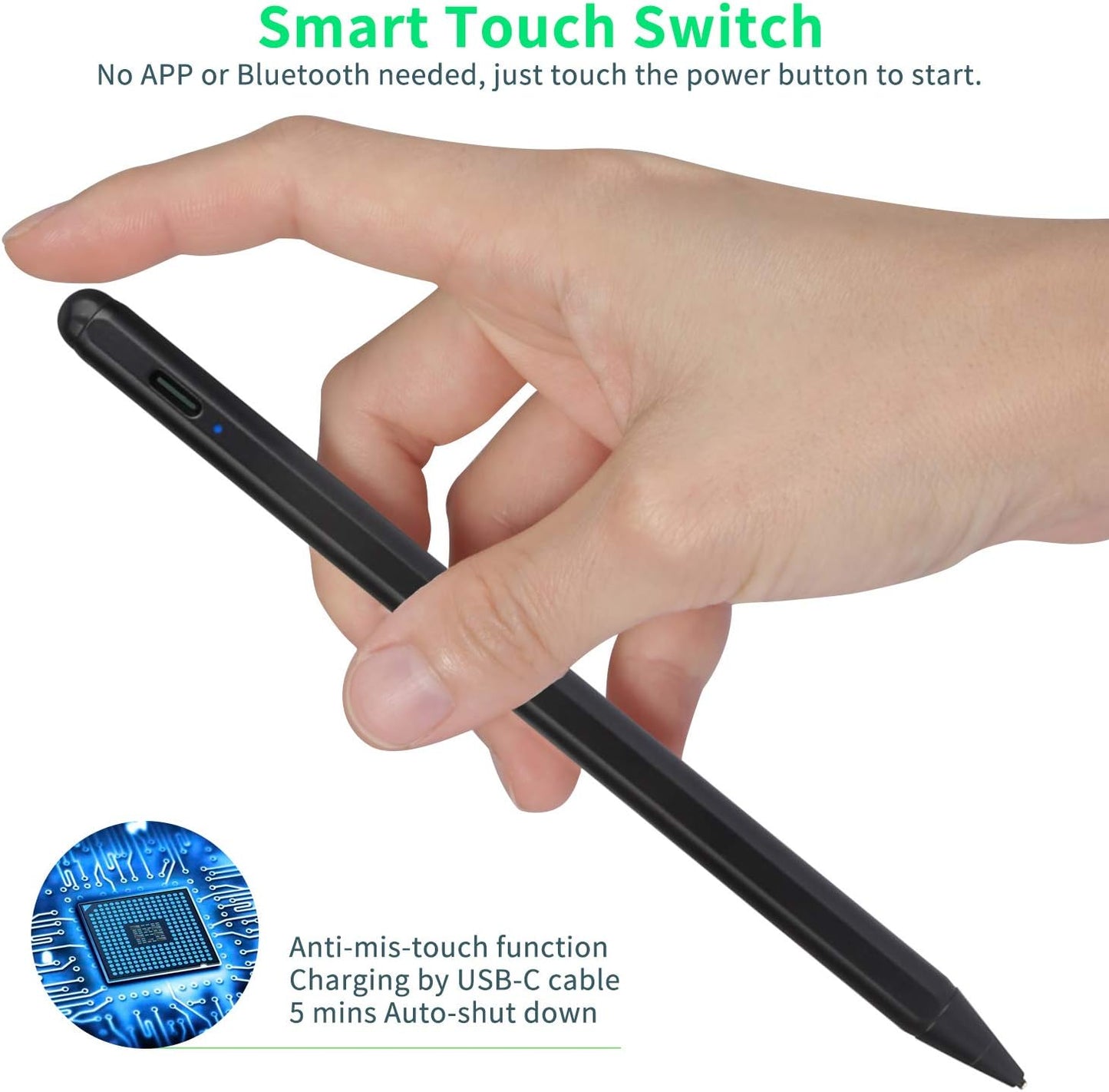 Stylus Pen for Chromebook, Active Capacitive Digital Pencil Compatible with Chromebook Stylus,Good for Sketching and Note-Taking Pens,Black