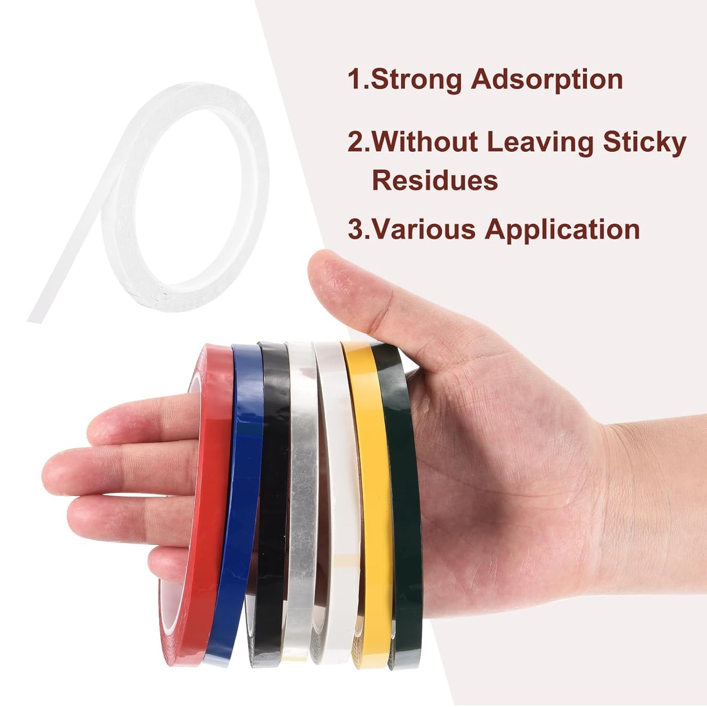 MECCANIXITY 10 Rolls Whiteboard Tape Graphic Chart Tape 8mm 54.7 Yard Art Tape Thin Self-Adhesive Pinstripe Tape Masking Tape for Gift Wrapping Craft Supplies, White