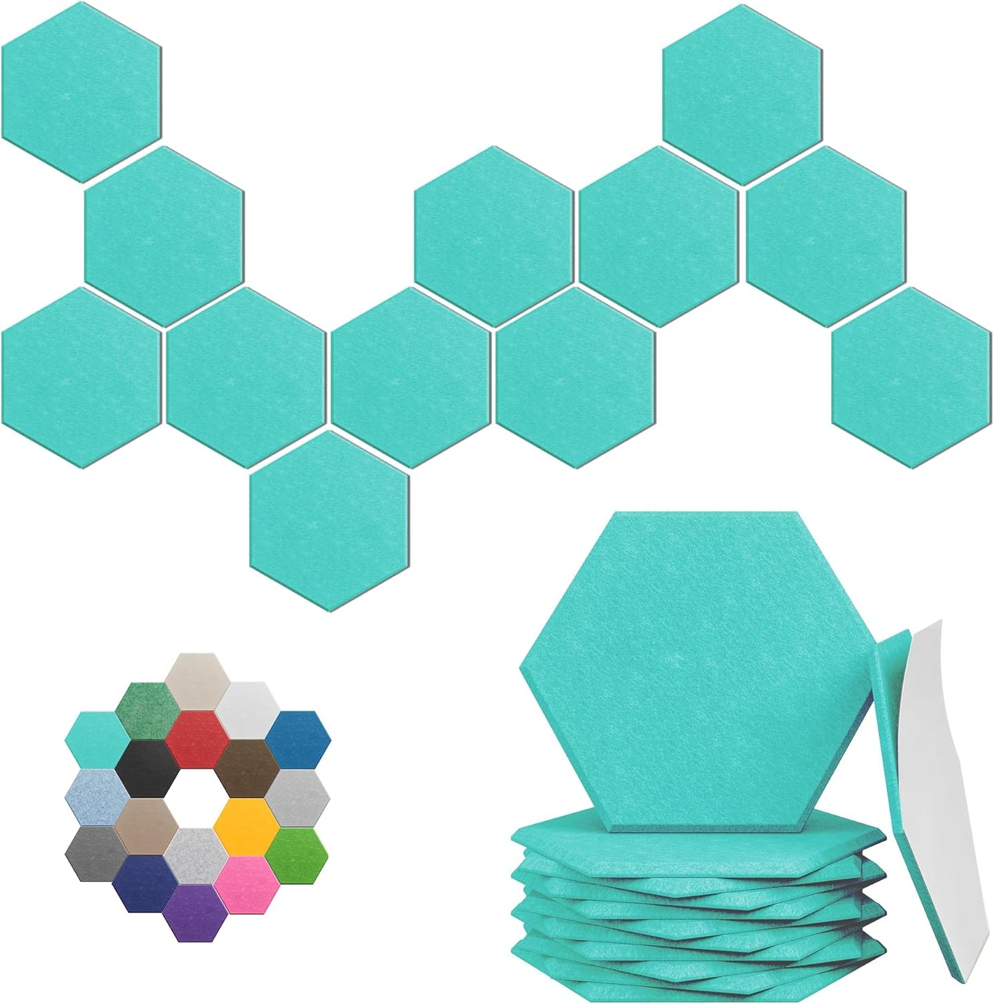 Hexagonal Acoustic Panels-18 Pack High-Density Sound Absorbing Panels 12"X10"X0.4" for Enhanced Noise Reduction, DIY Design, Idea for Studios, Offices, and Home Theaters(Viking Blue)