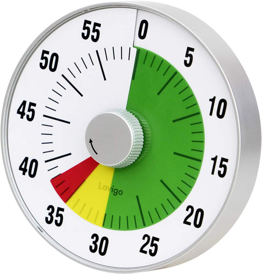 Lavigo Kitchen Timer, Countdown Visual Analog Timer, Quiet Counting, Low Loud and Mute Alarm for Teachers Classroom, Kids, Adults Kitchen, Office, Gym (Green) LT21-TC 7.5 inches
