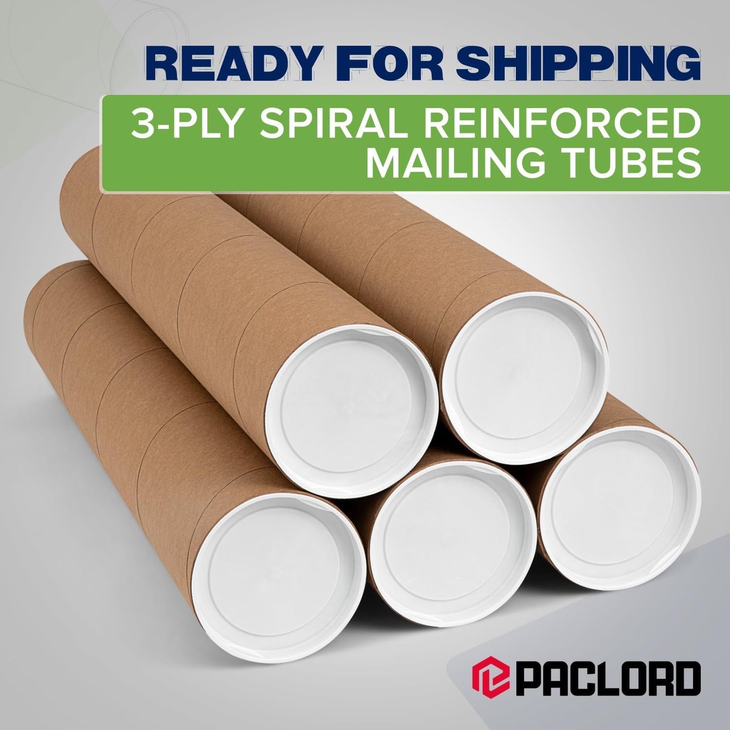 4" x 24" Reinforced Kraft Paper Mailing Tubes, Pack of 2 Tubes with 2 Caps Each – USPS Approved Poster Tube – Made in USA Cardboard Tube for Shipping and Storing Posters, Prints, Artwork, or Documents