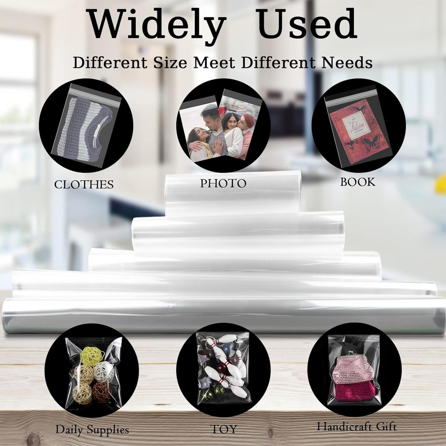 AUEAR, 5"x7" (100 Pack) Clear Plastic Sleeves - Acid Free 1.6mil Crystal Resealable Bags -Fit for 5x7 Art Prints, Photos, Cards & Envelope