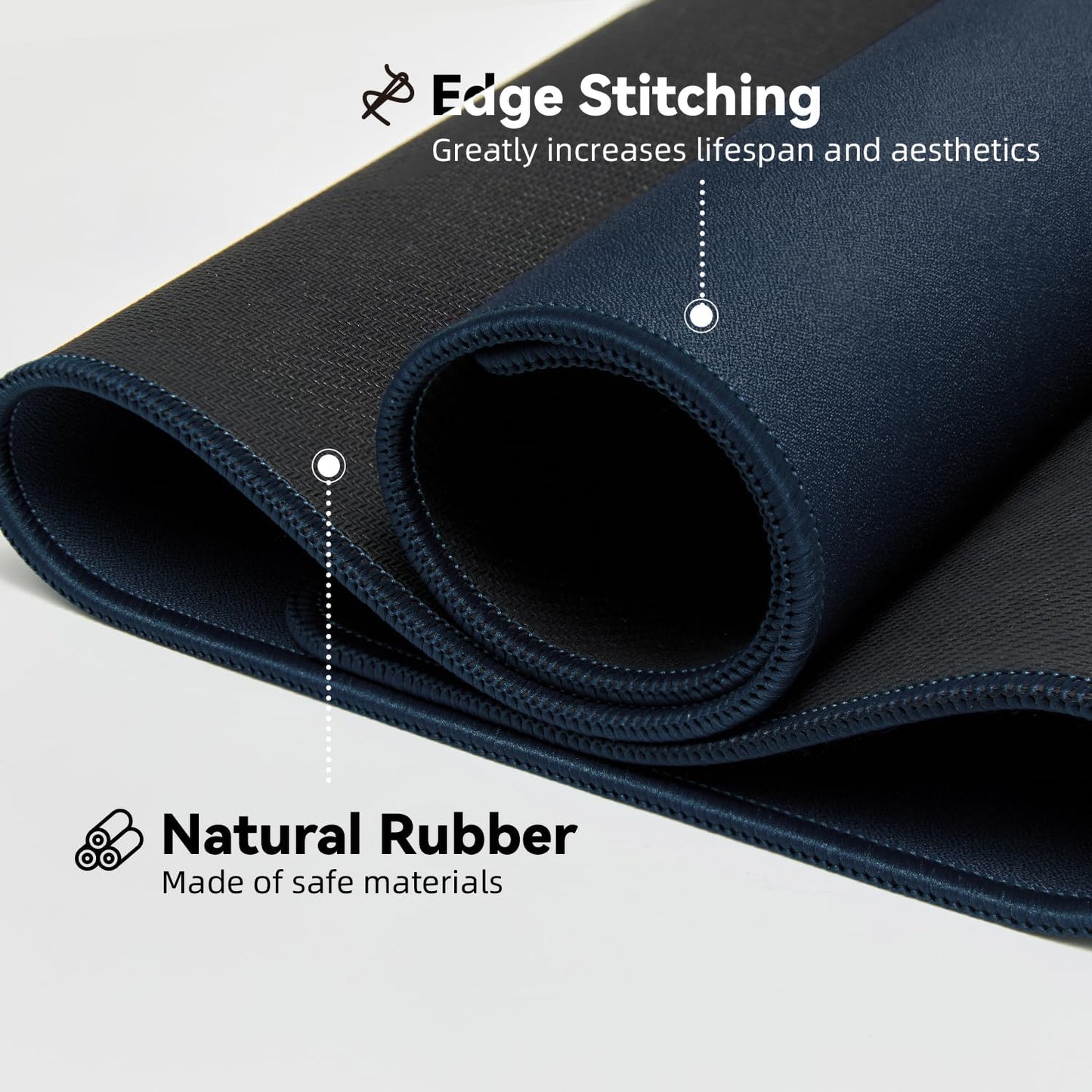 Waterproof Large Gaming Mouse Pad with Durable Stitched Edges, Non-Slip Rubber Base, Smooth Surface Mouse Mat Desk Pad for Home Office Gaming, 35.4"x15.7"x0.12", Dark Blue