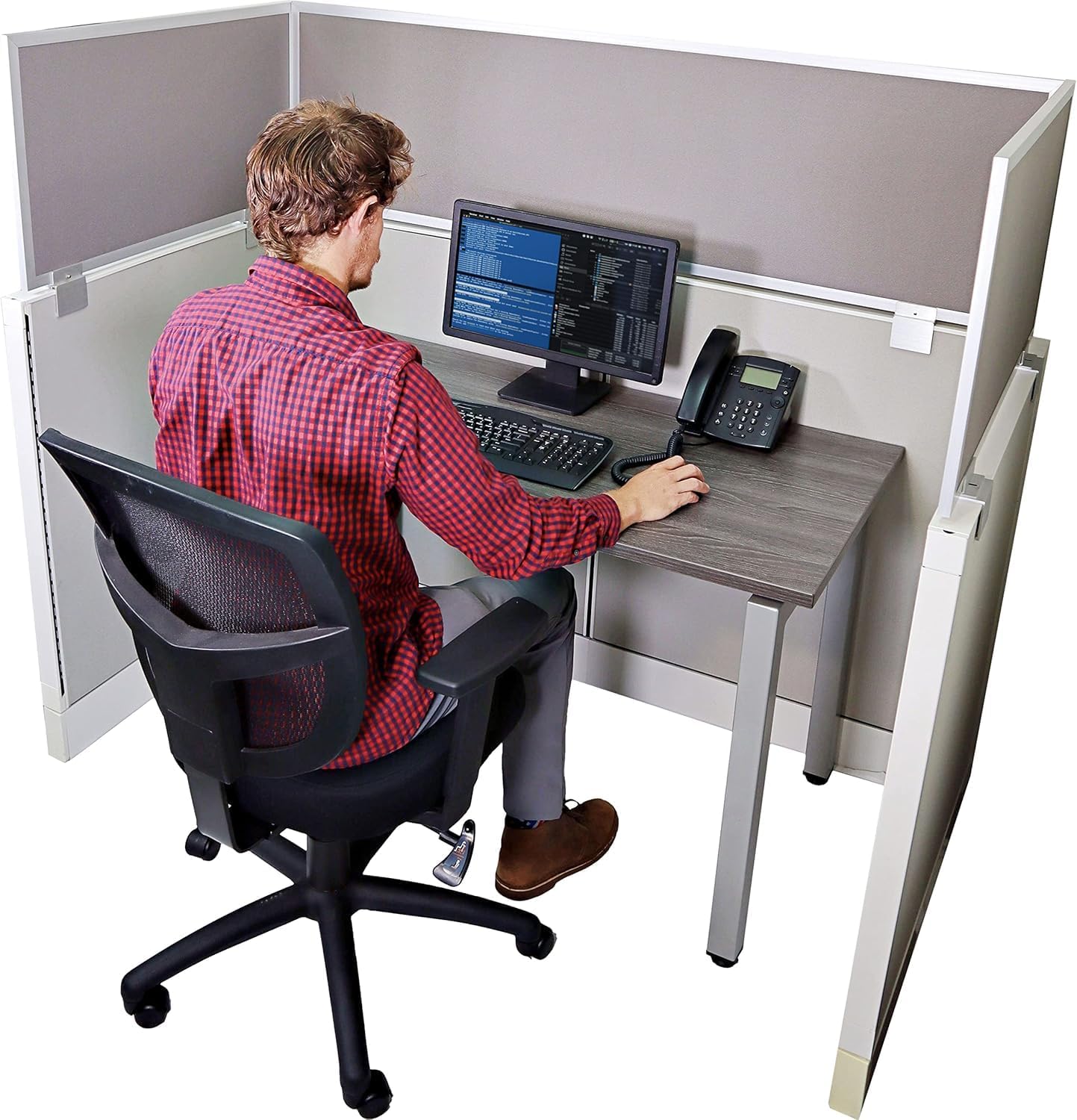 OBEX Acoustical Cubicle Privacy Screen Extender Desk Panel & Office Divider, Add Separation & Block Noise, 12" x 30", Overcast
