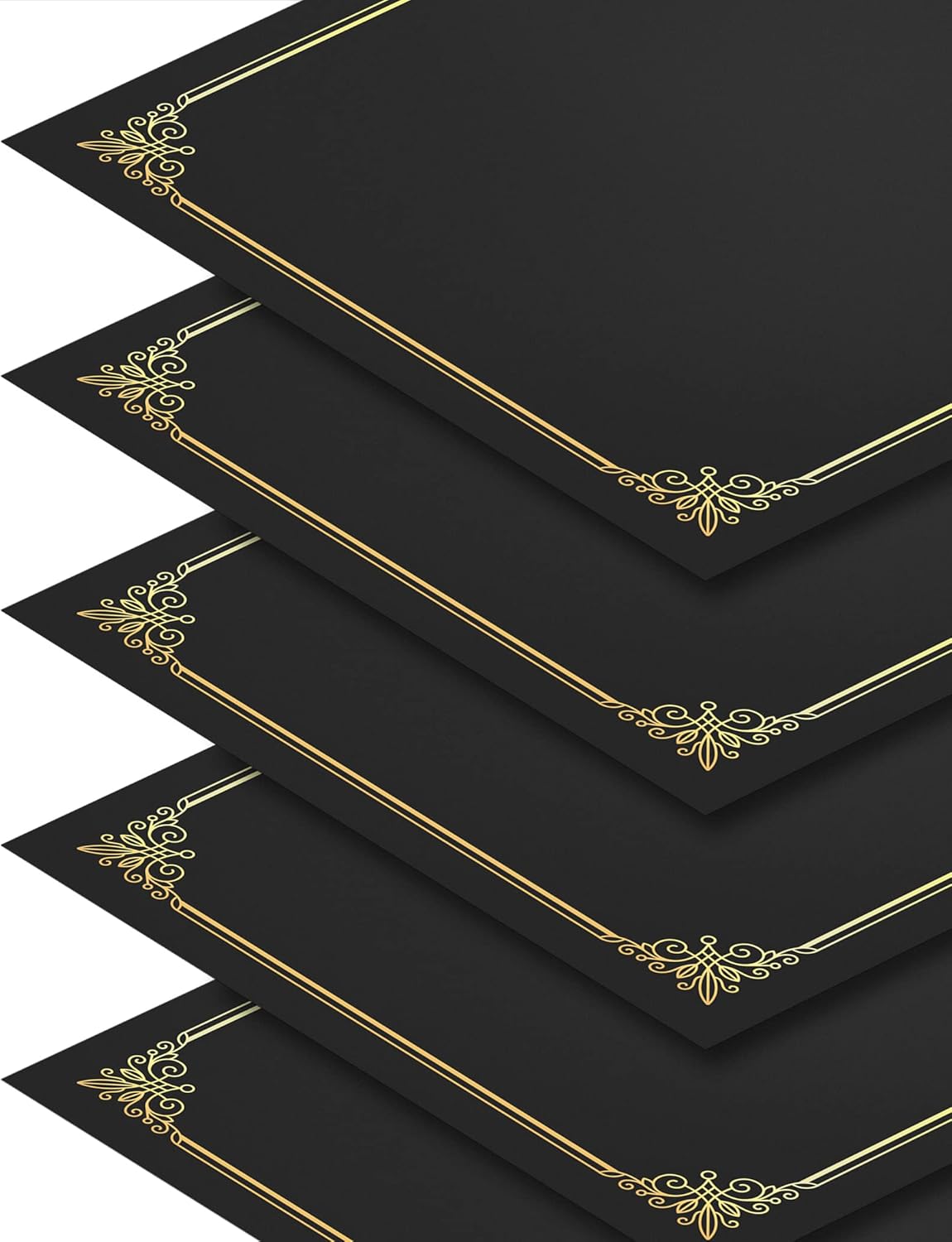 GNL 50 Packs Black Certificate Holders - Diploma Holders, Certificate Covers with Gold Foil Border, for Letter Size 8.5 x 11 Award Certificate Paper and Documents