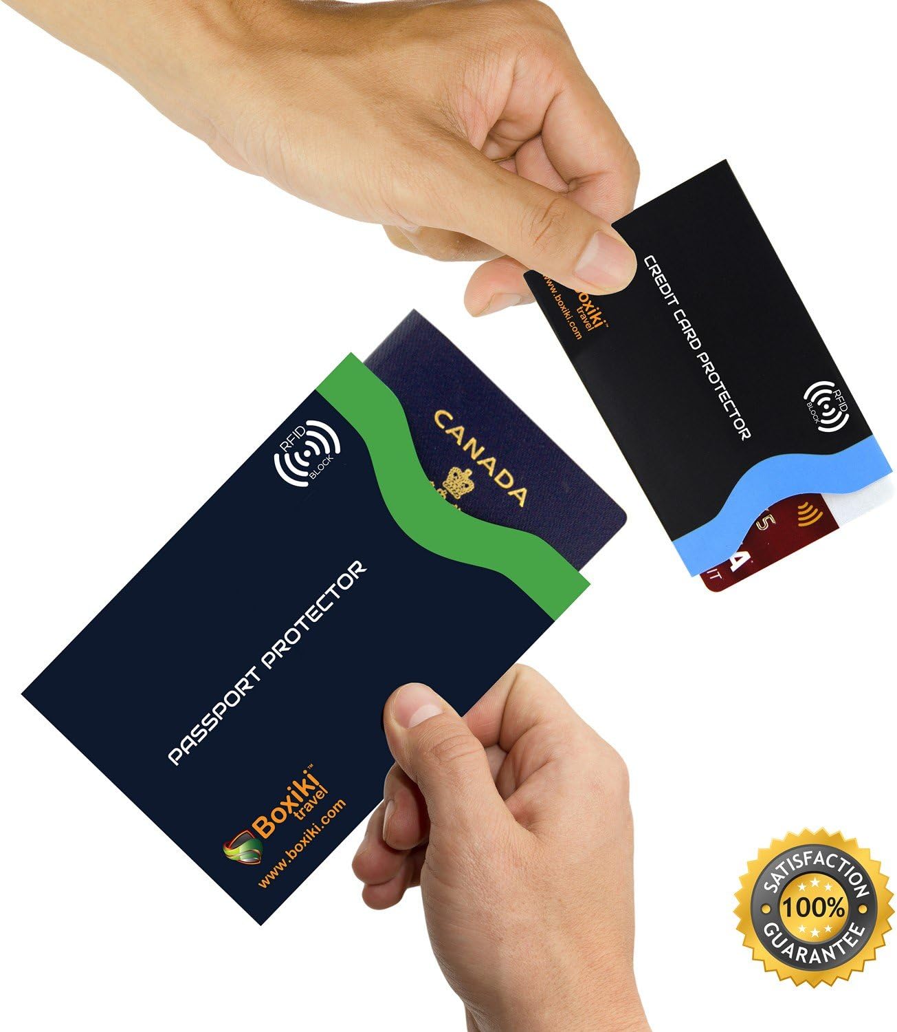 RFID Blocking Sleeves, 20-Pack Set, Color Coding System, Identity Theft Prevention RFID Card Holder And Credit Card Protector (15 Credit Card Sleeves + 5 Passport Holders) (Navy Blue)