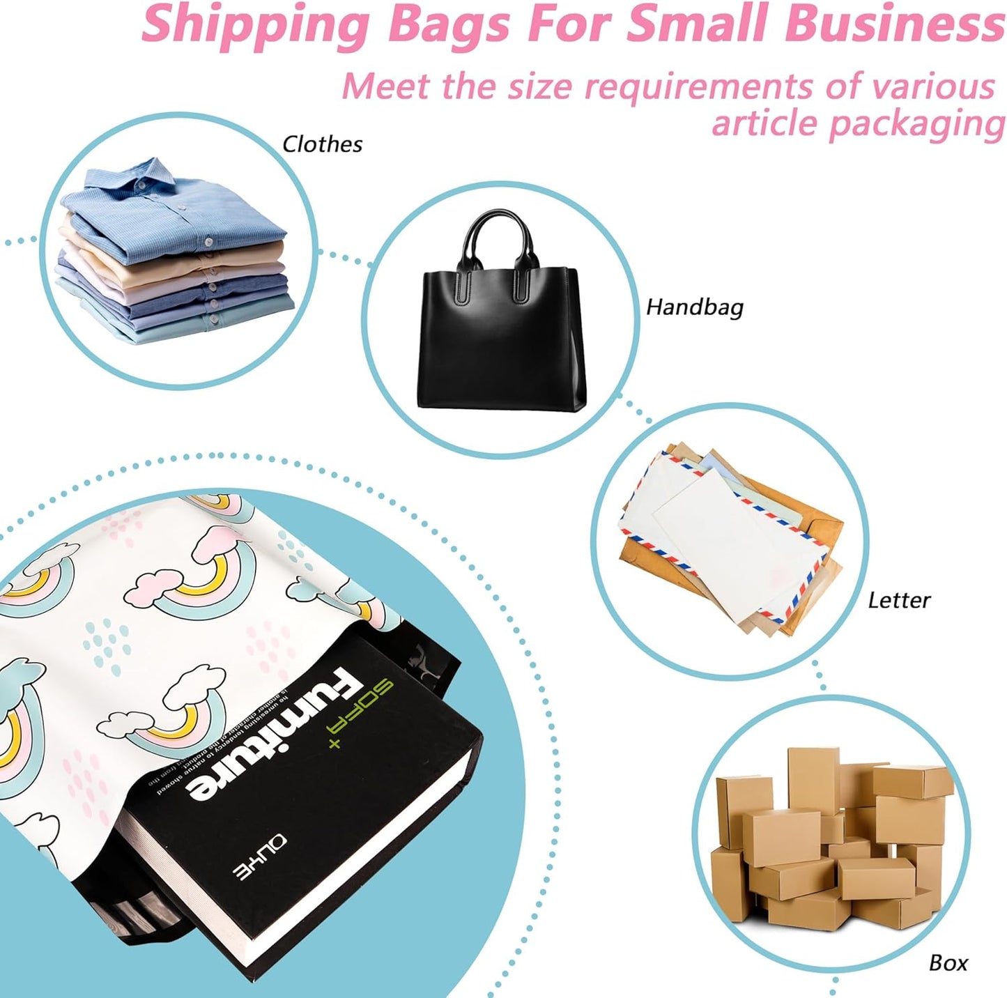 Poly Mailers 10x13 Inch 25 Pcs - Rainbow Printed Shipping Bags, 2.4mil Thickness, Waterproof and Tear Resistant Mailing Envelopes, Self-Sealing Packaging Bags for Small Business