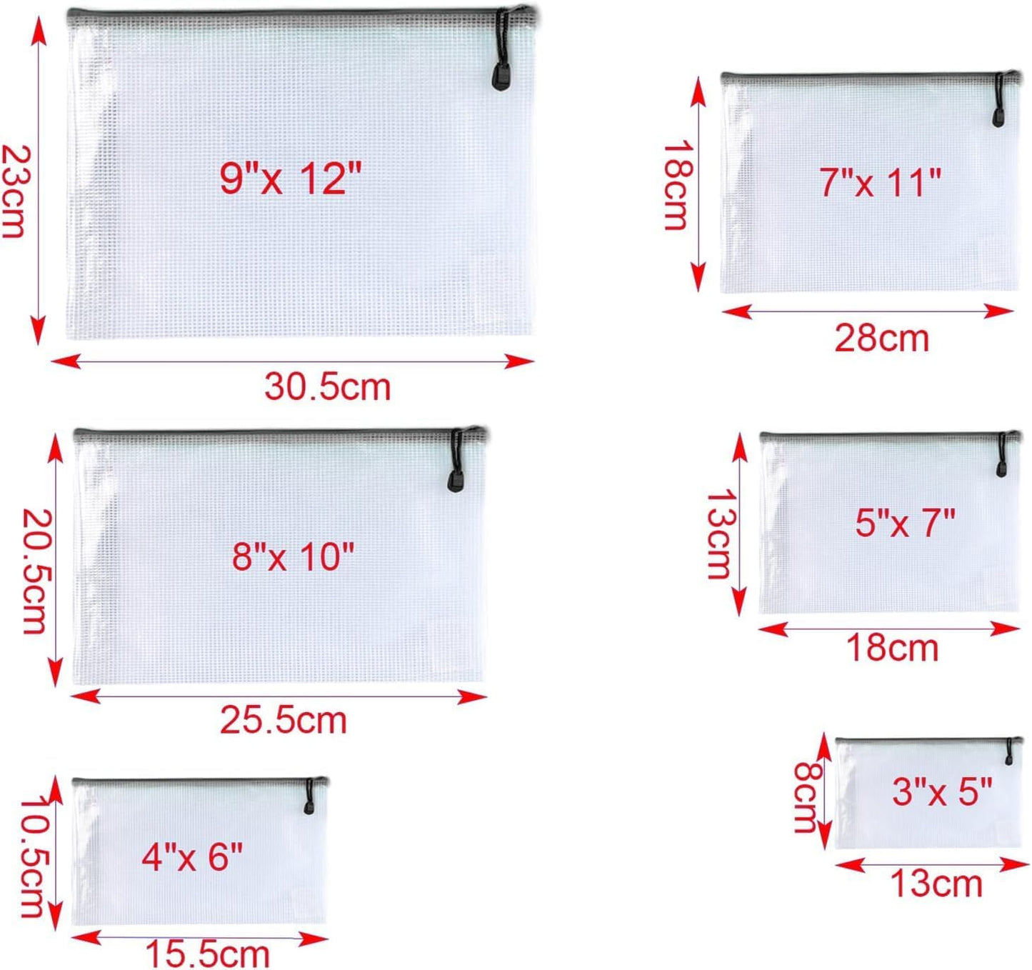 Oaimyy-4 * 6 inchs-18 Pcs-Plastic Mesh Zipper Pouch Document Folders Bag Zip File Bags for Office Supplies,Home,Travel Storages,Puzzle Board Games Storage-Multicolor