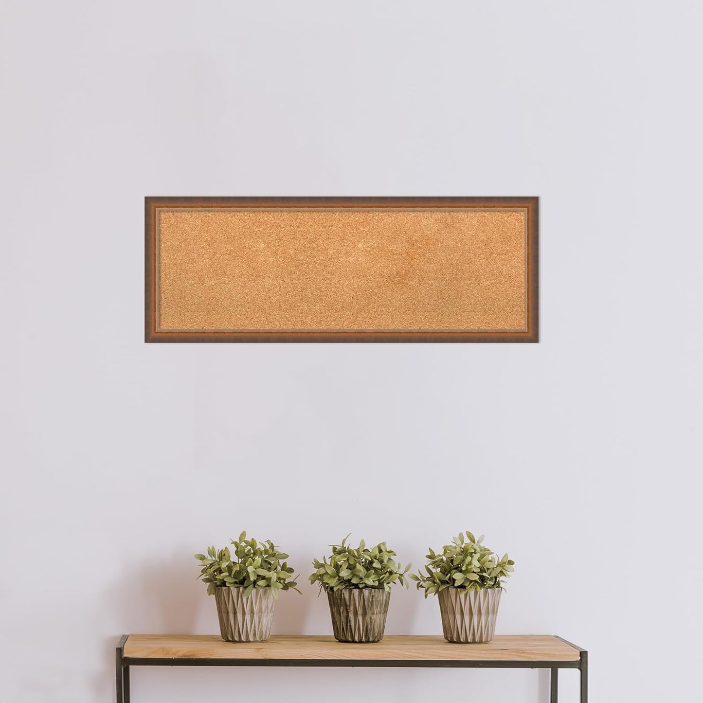 Amanti Art Natural Cork Board for Wall, 14x38 Vision Board with Bronze Frame, Medium Corkboard Office Decor for Home Organization, Modern Corkboard Pinboard to Display Items for Home Organization in