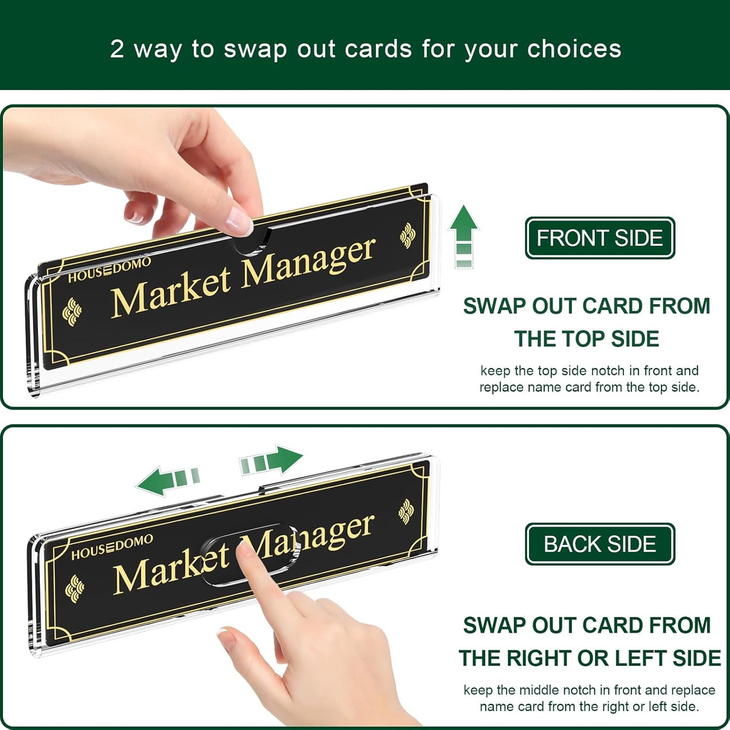 Nameplate for Doors with Adhesive Tapes - 50 Pack 2x8 Inch Clear Acrylic Office Door Name Plate Classroom Wall Name Plate Holder Horizontal Nameplate Holder Plastic Sign Frame