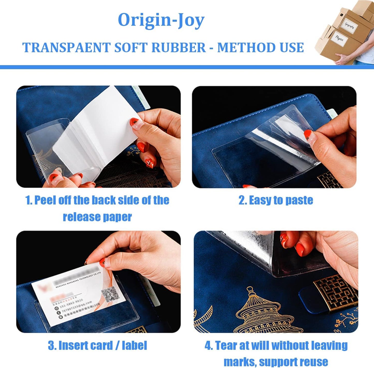 Origin-Joy 25 PCS Self-Adhesive Index Label Pockets, Clear Plastic Peel & Stick Card Holders with Top Open for Loading (4.5 x 6.5 inch)