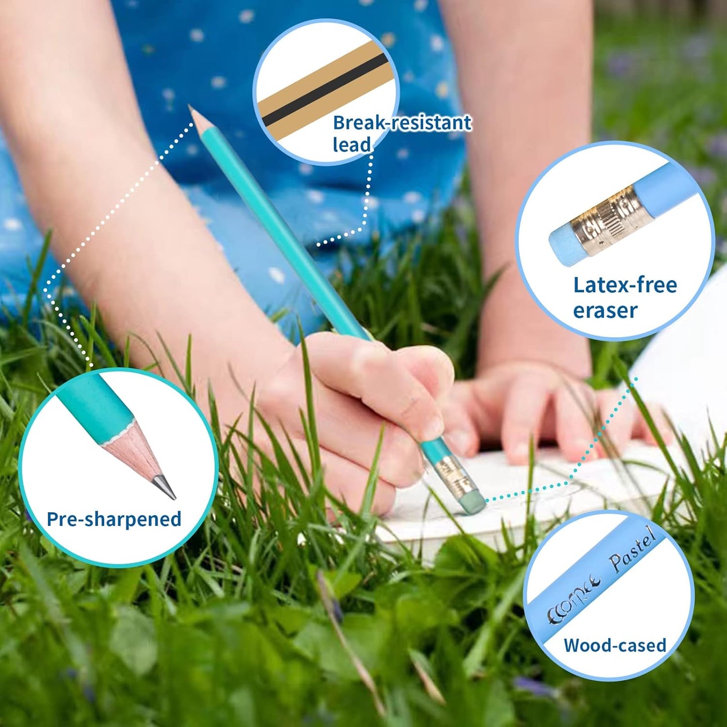 ECOTREE Pencils #2 Pre-Sharpened Pencils for Kids Number 2 Pencil with Erasers for School, Writing, 24 Count