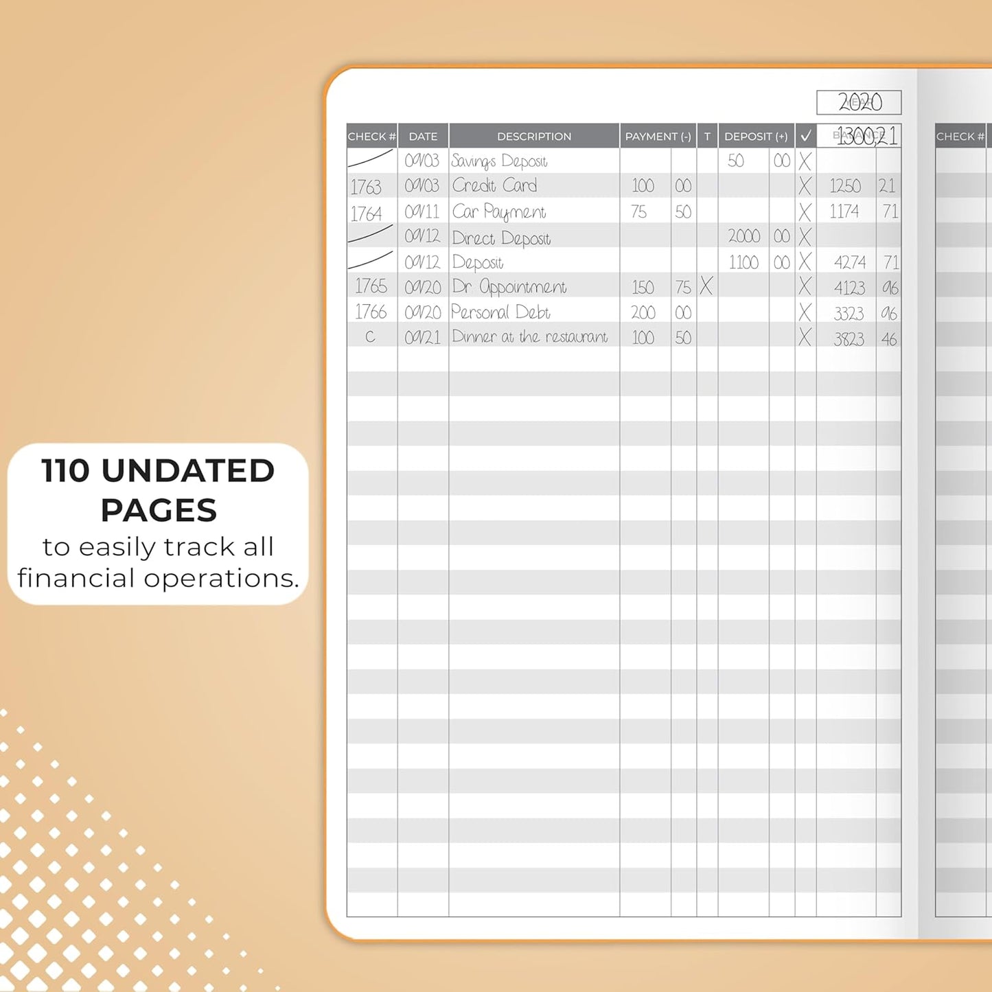 Clever Fox Check Register Book - Deluxe Transaction Register, Accounting Ledger Book, Checkbook Register & Checking Account Register Book for Personal and Work Use, A5 Hardcover - Yellow