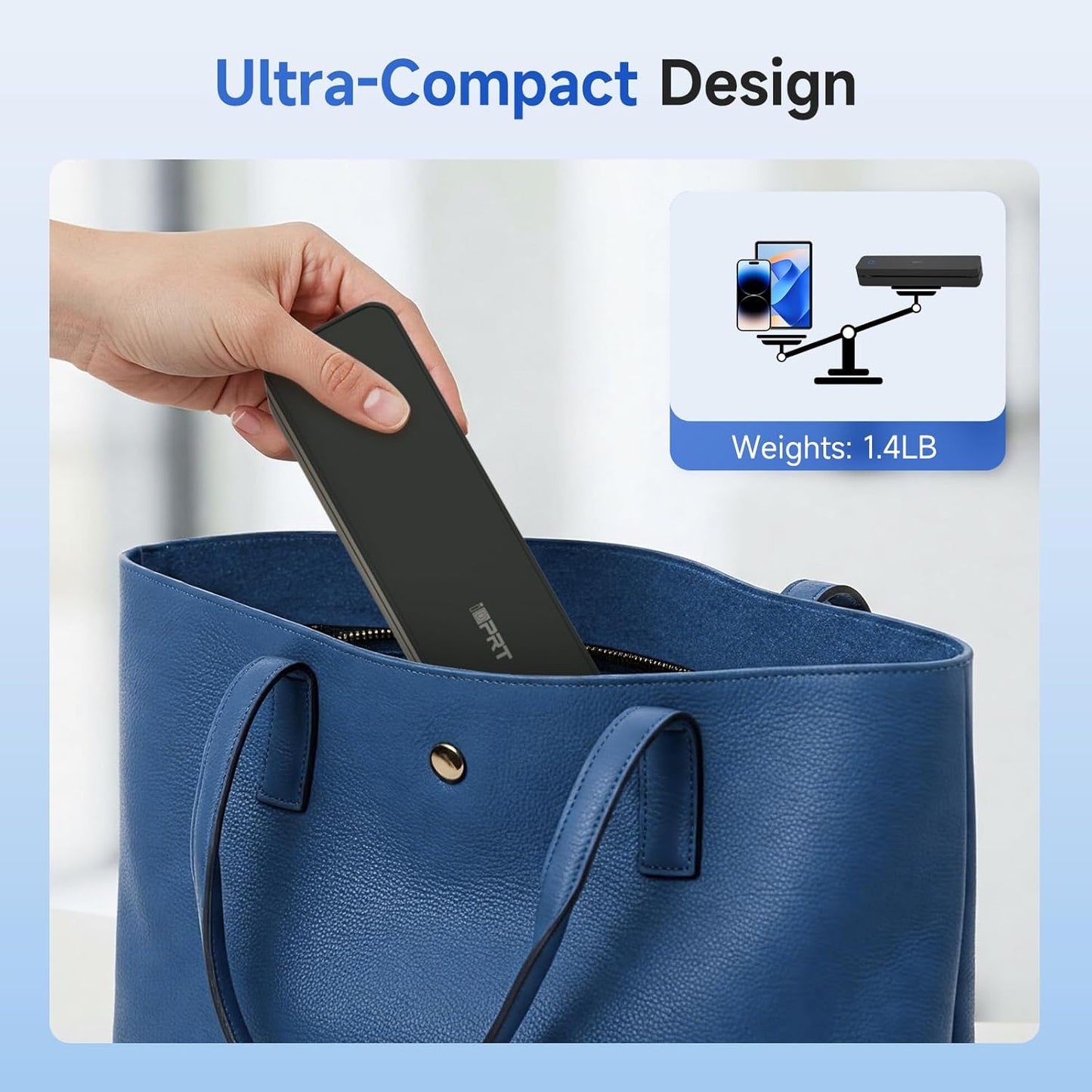 iDPRT Portable Printer Wireless for Travel, 300DPI Bluetooth Thermal Printer Support for 8.5"x11" US Letter, Inkless Compatible with iOS, Android, Laptop for Office, Car and Home, School