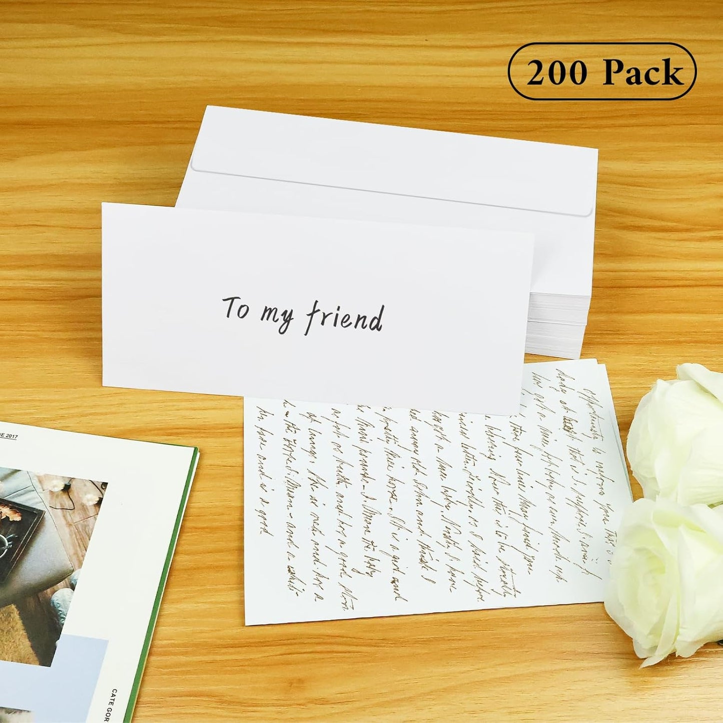 200 Pack #10 Business Envelopes, White Standard Envelopes Self Seal, Letter Size Business Mailing Envelopes for Checks Letters Invoices Statements Birthday Graduation Wedding,4 1/8 x 9 1/2 Inch