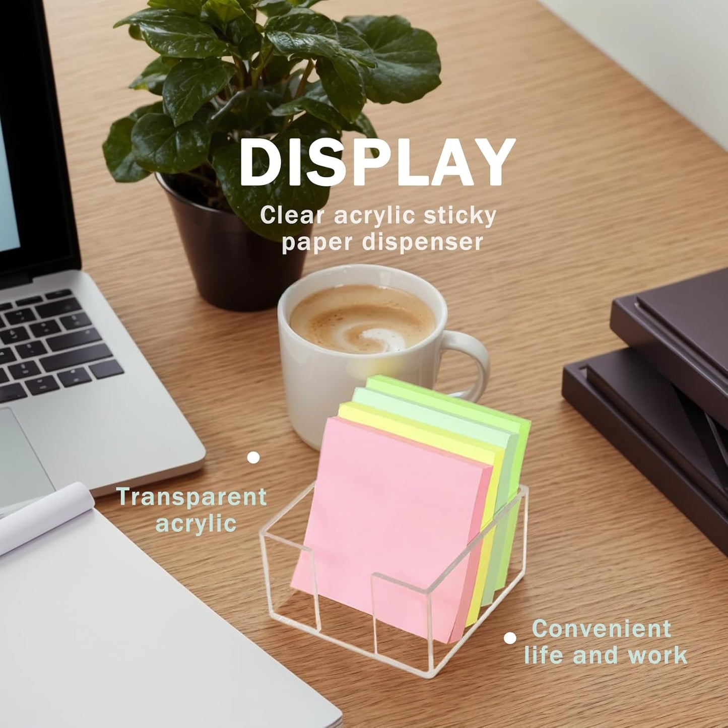 Acrylic Sticky Note Holder, Crystal Clear Self-Stick Note Pad Holder, Note Dispenser for 3 x 3 in Sticky Note Storage School Dorm Room and Office Desk Organizer, 2 Pcs