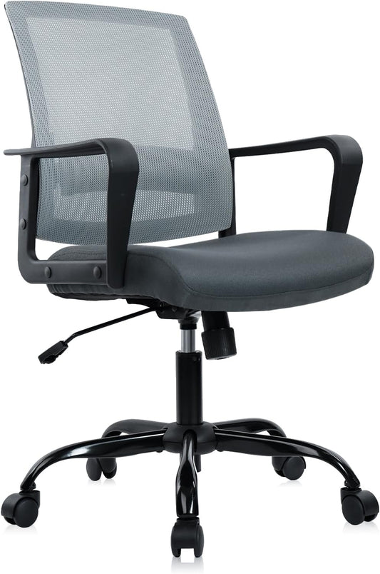 CLATINA Ergonomic Office Desk Chair - Mesh Office Chair with Adjustable Lumbar Support, Rolling Comfortable Computer Task Chairs with Arms for Home Conference-Gray