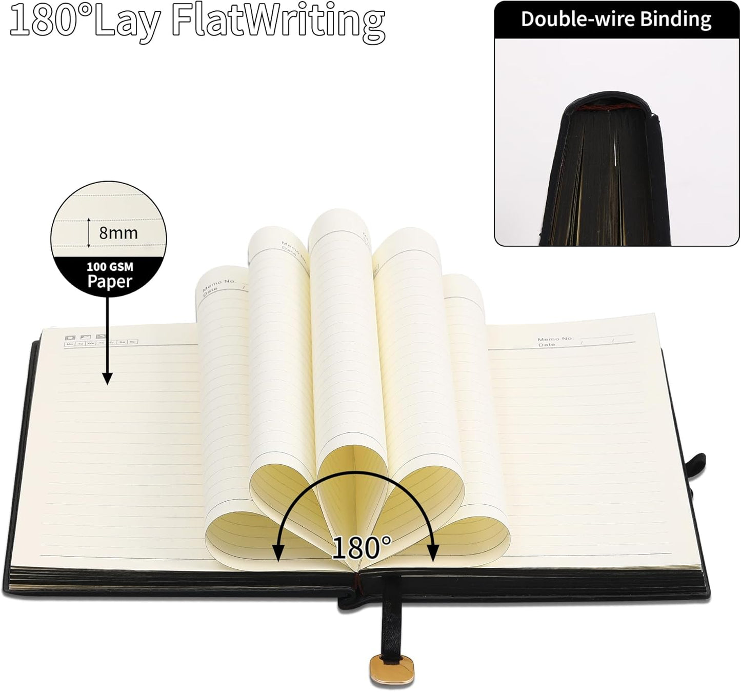 Textured Hardcover Lined Journal for Women Men Magnetic Buckle A5 Leather Journal Notebook with Gift Box 300 Pages 67 lb./100 gsm Paper College Ruled Journaling Notebook for Writing Work School Daily Diary