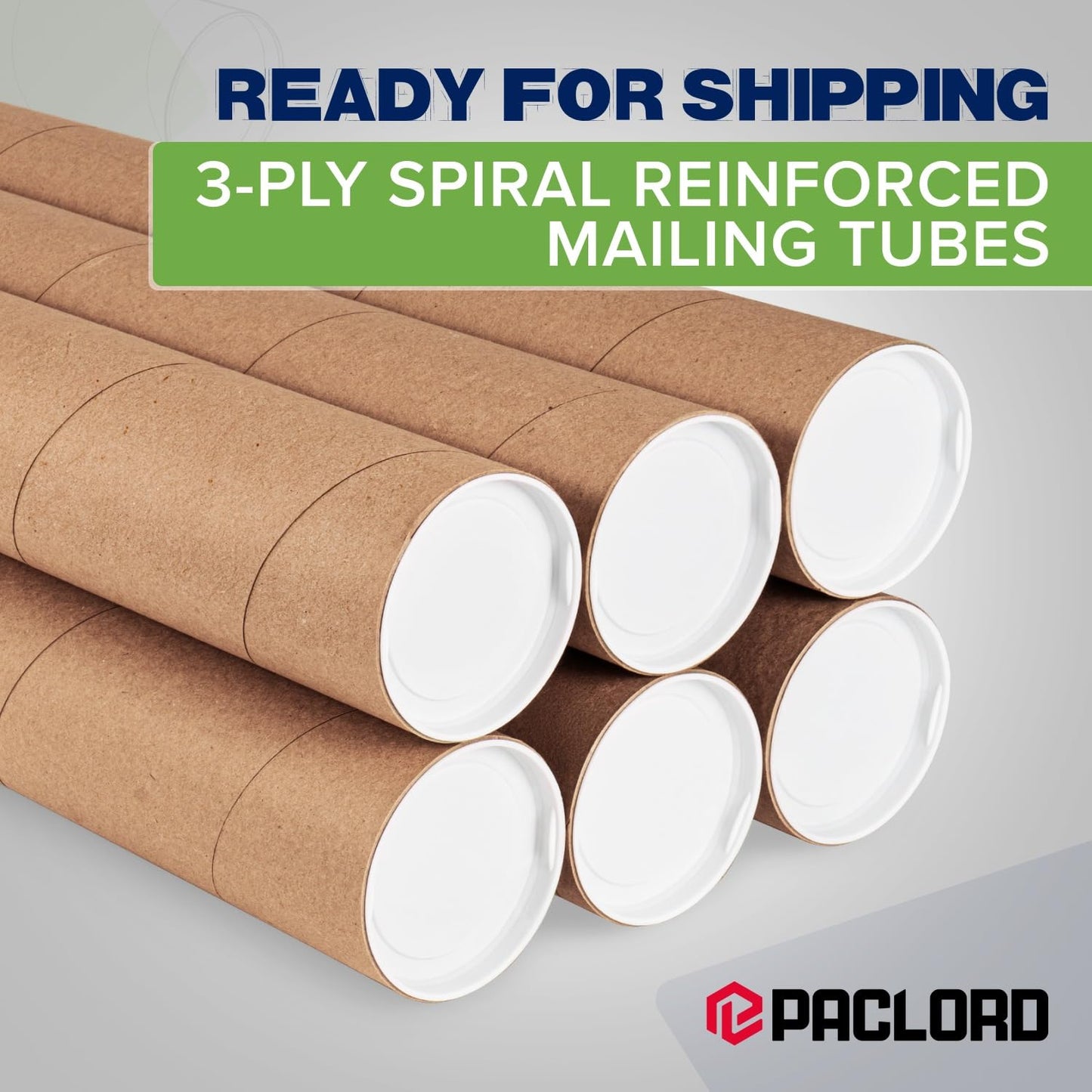 4" x 48" Reinforced Kraft Paper Mailing Tube, Pack of 4 Tubes with 2 Caps Each – USPS Approved Poster Tube – Made in USA Cardboard Tube for Shipping and Storing Posters, Prints, Artwork, or Documents