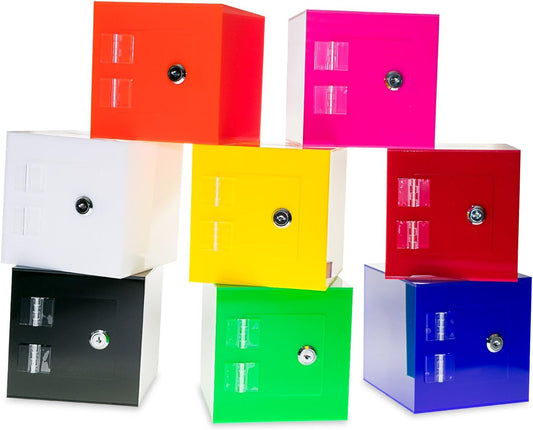 Source One Premium Acrylic Cube Donation Box with Deluxe Rear Open Door and Cam Lock Suggestion Box (12 Inch, White)
