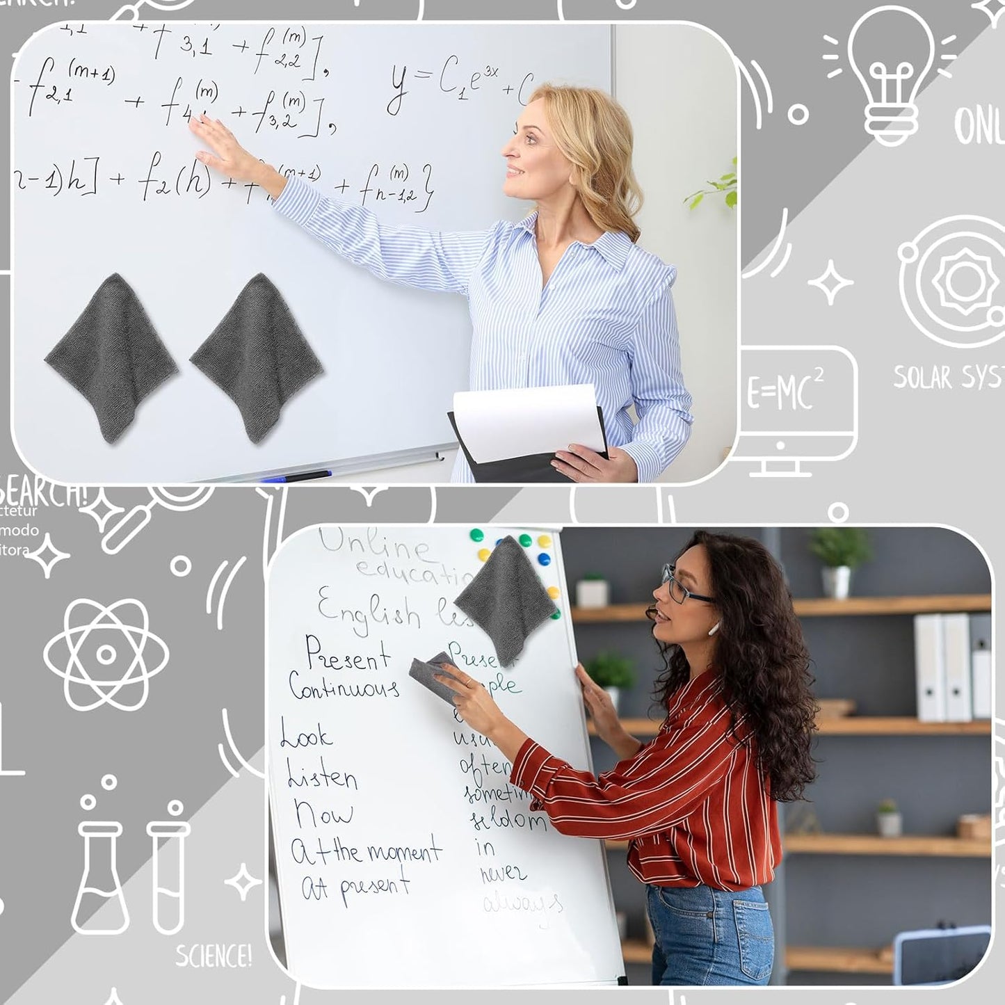 4 Pcs 6" x 6" Magnetic Cleaning Cloth Dry Erasers for White Boards Extra Strong Magnetism Microfiber Whiteboard Eraser for White Boards Blackboards Classroom Home Reusable Washable