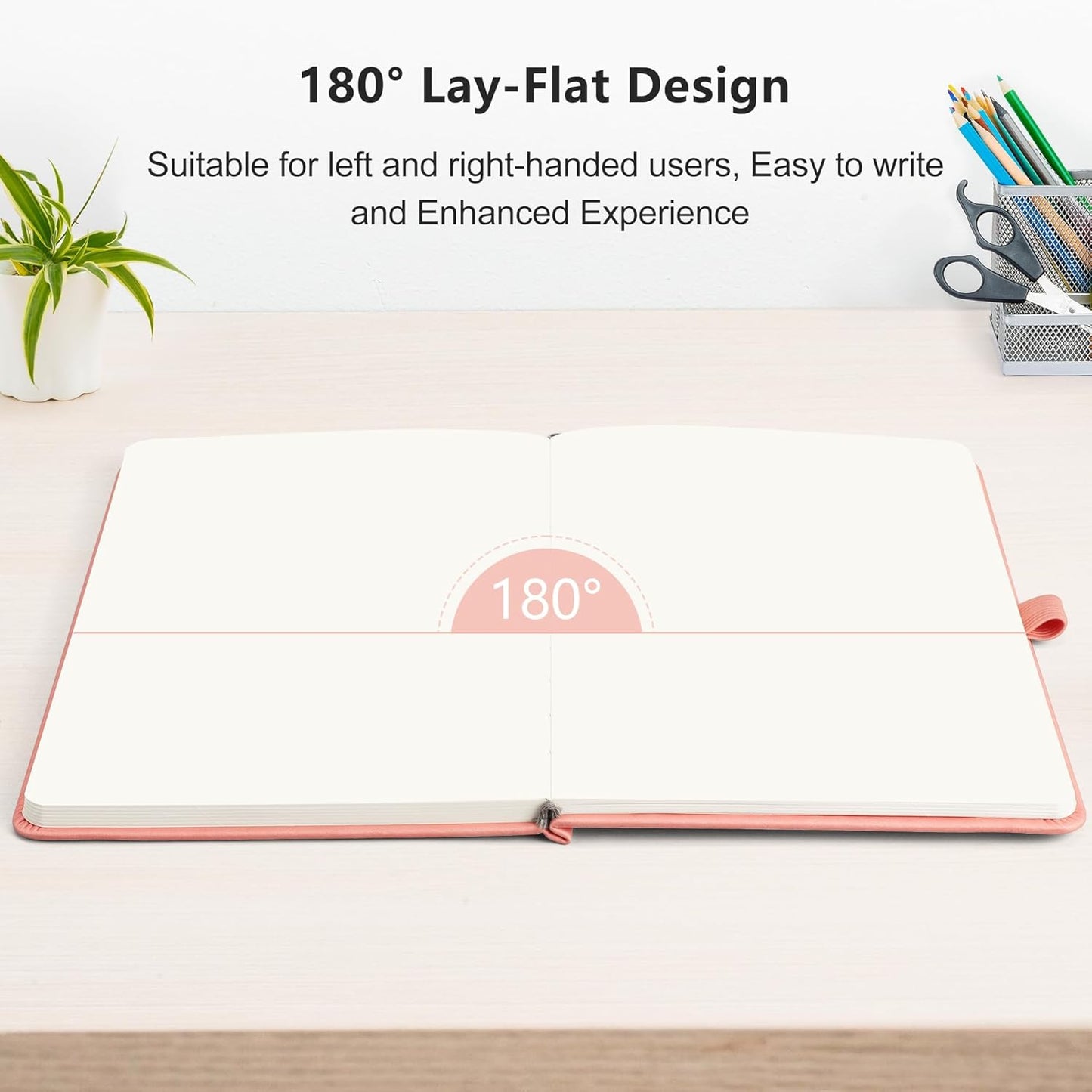 RETTACY Blank Journal Notebook, 192 Pages, A5 Medium Size (5.7'' x 8.3''), Leather Hardcover, 100 GSM Thick Paper, for Sketching, Drawing, Painting (Pink)