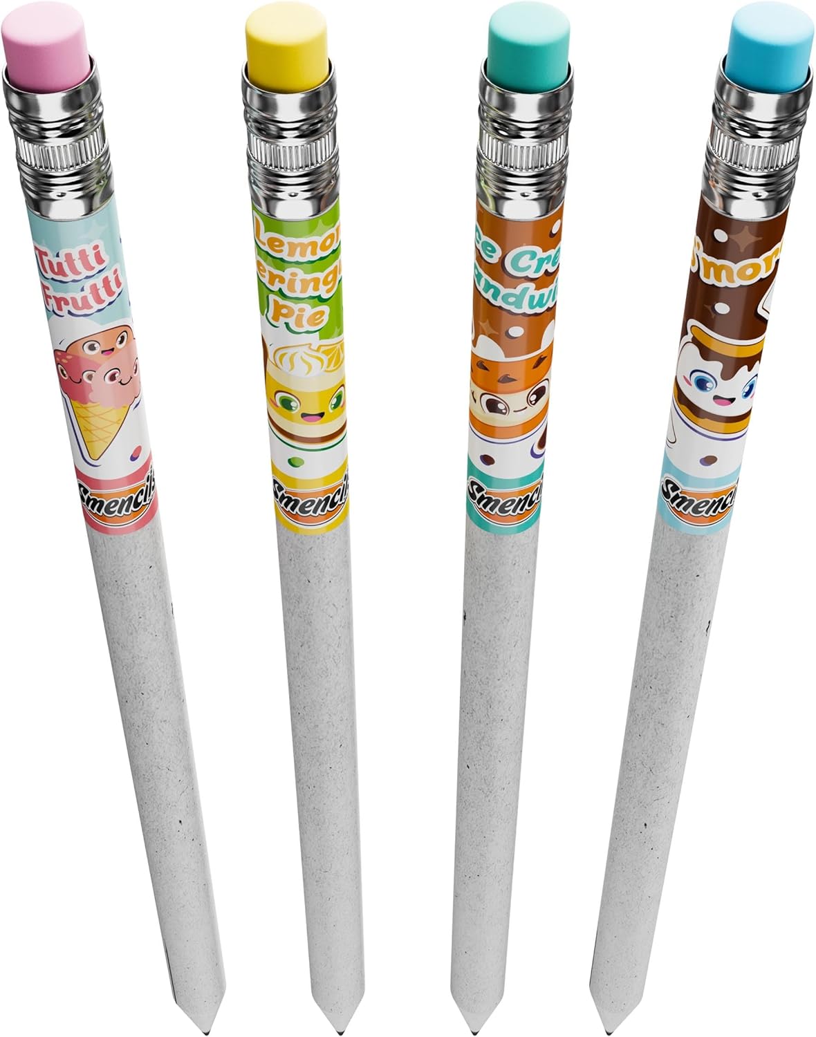 Smencils Dessert Scented Pencils – HB #2 Graphite Pencils Made from Recycled Newspapers, 4 Pack, Long-Lasting Gourmet Scents, Fun School Supplies & Gifts for Kids, Teachers, Classroom Rewards