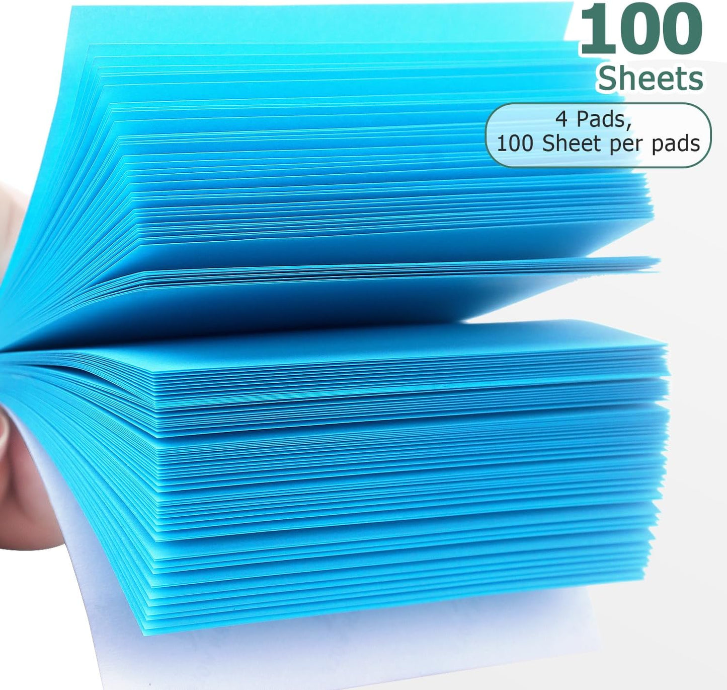 Sticky Notes 3x3 Self-Stick Notes Bright Colors Sticky Notes 4 Pads 100 Sheets/Pad (Blue)