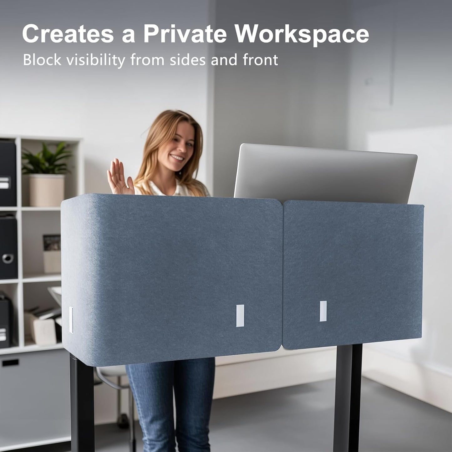 2-in-1 Adjustable Desktop & Under Desk Privacy Panel - 2PCS L-Shaped Acoustic Desk Divider That Reduce Noise and Visual Distractions, for Home Office Classroom (Blue, 47.2" x 17.7")