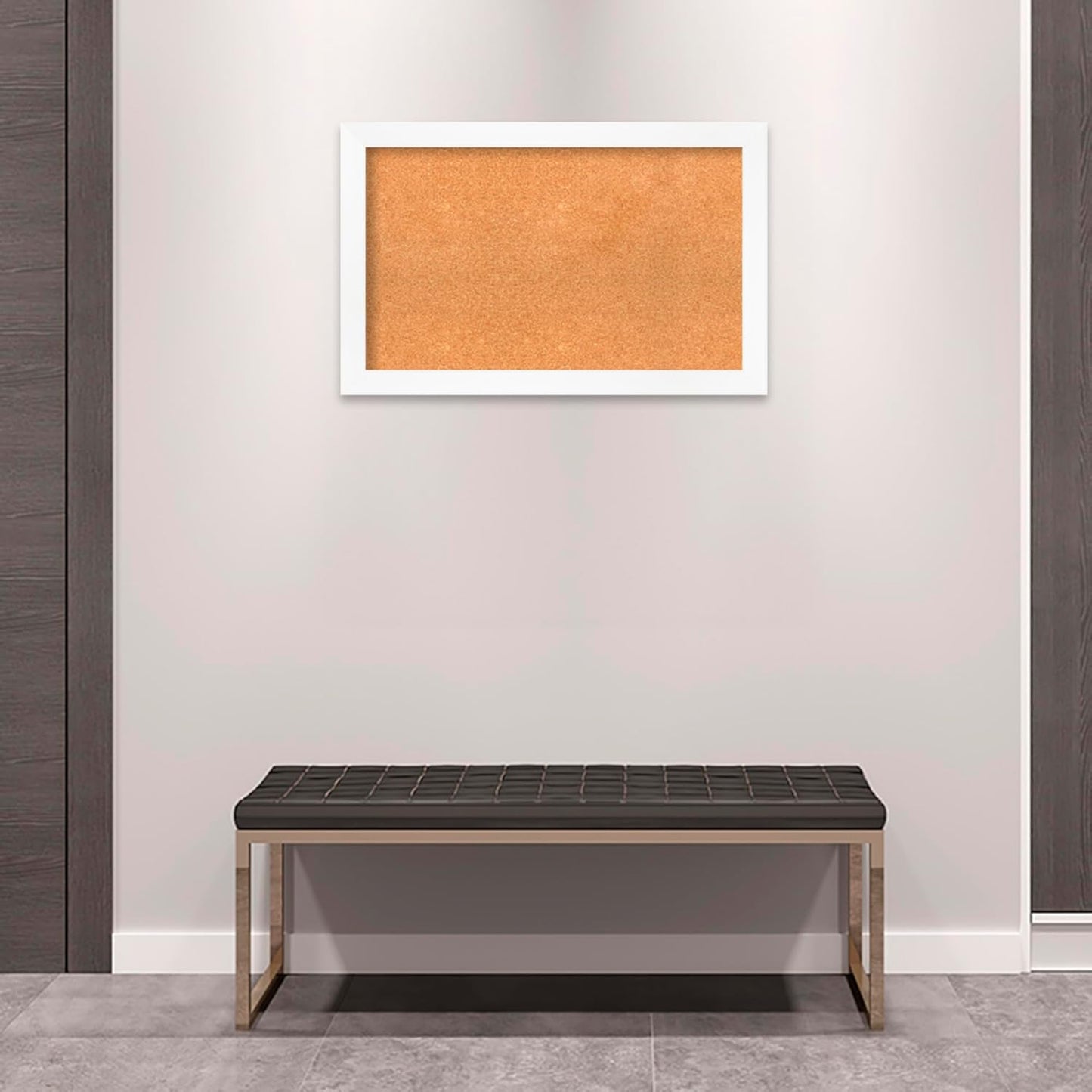 Amanti Art Natural Cork Board for Wall, 21x33 Vision Board with White Frame, Medium Corkboard Office Decor for Home Organization, Modern Corkboard Pinboard to Display Items for Home Organization in
