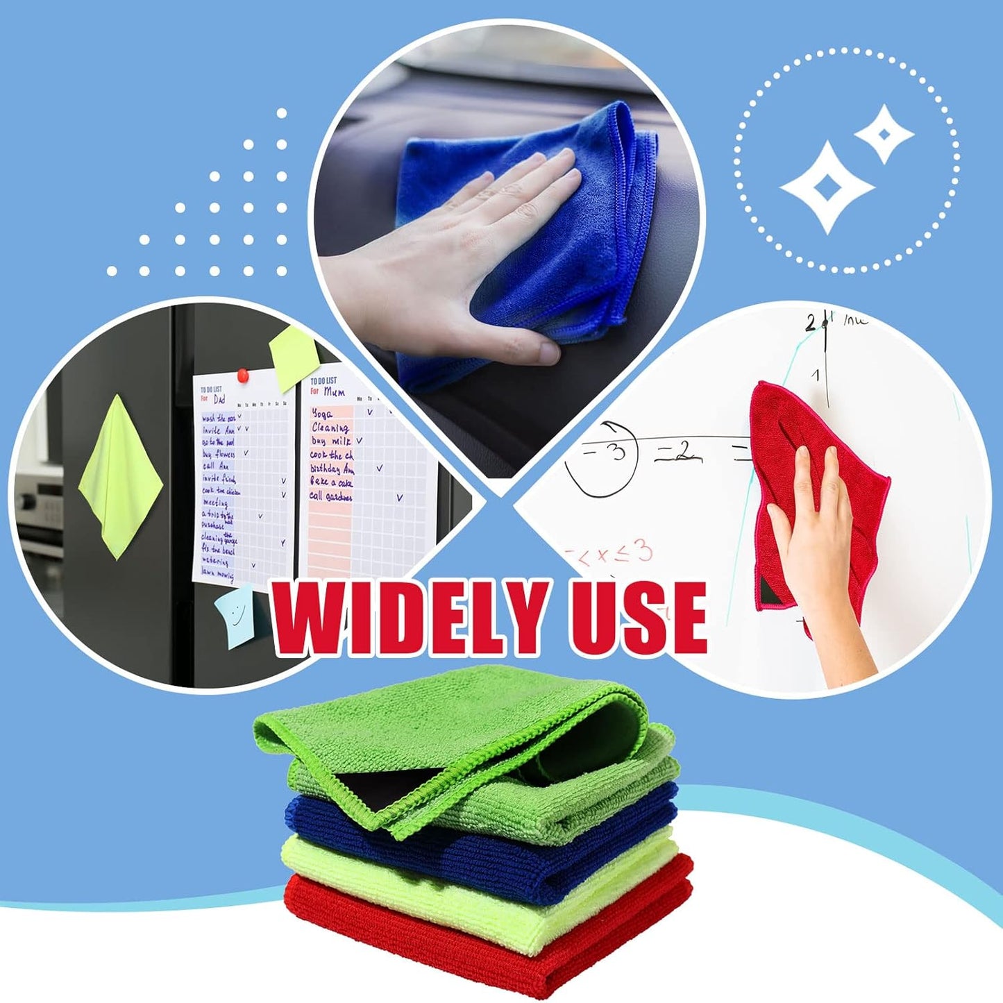 Zopeal 8 Packs Dry Erase Board Cleaning Cloth Microfiber Eraser Magnetic Whiteboard Eraser Washable for Whiteboard Dry Erase Cloth for Home and Office, 10'' x 9. 25''(Multi Colors)