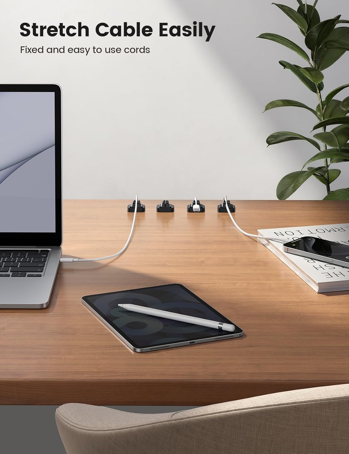 10Pack [Spring Fixed] Cord Holder Clips, Cord Organizer for Desk - Lamicall Adjustable Clips Cable Management, Phone Charger Cord Holder, Wall Car Desktop Nightstand Wire Cord Organizer