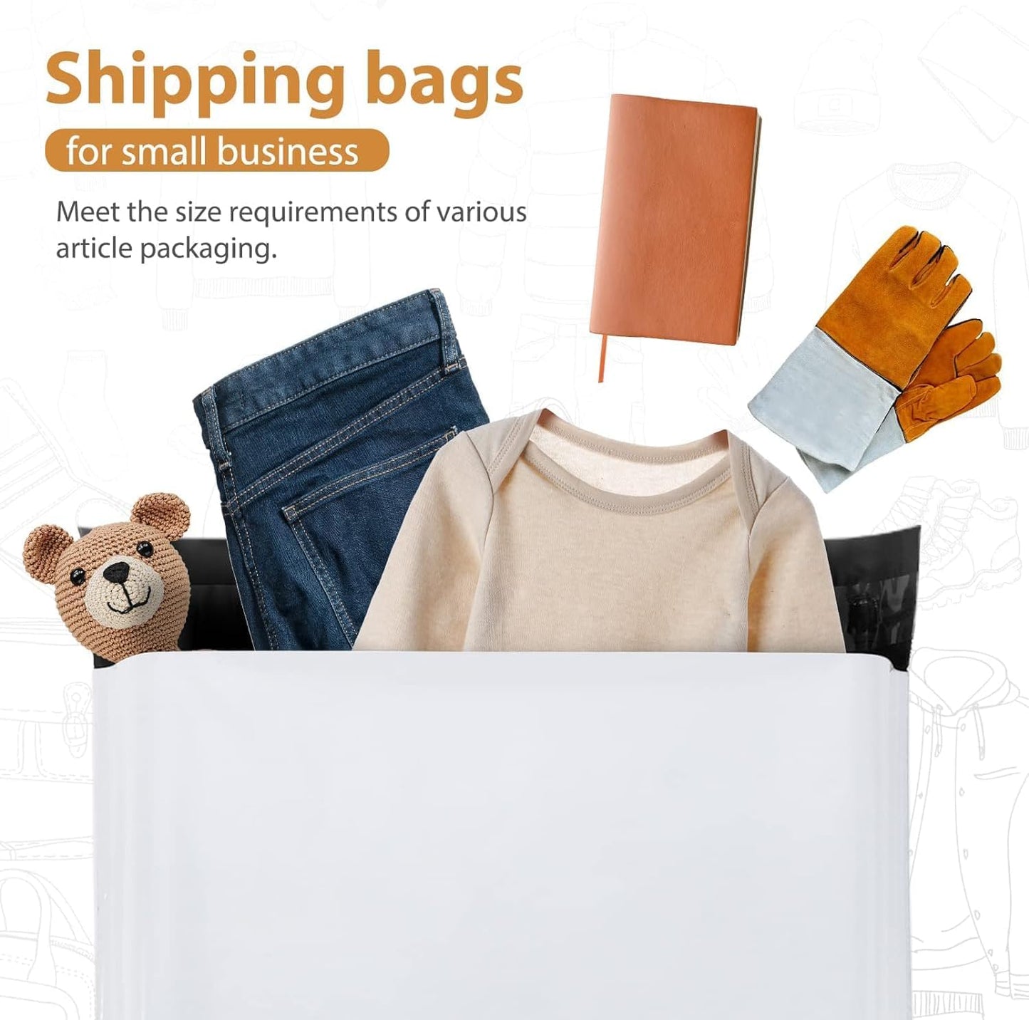 Metronic Poly Mailers 14.5x19 Inch 400pcs Shipping Bags for Clothes,Self Adhesive Shipping Envelopes for Small Business,Waterproof Mailers Poly Bags for Shipping,Packaging Mailing Bags White