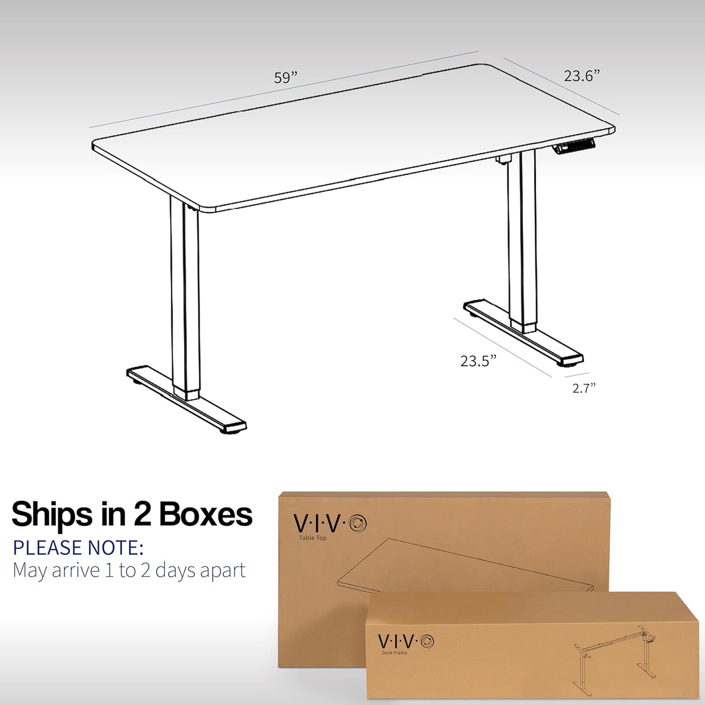 VIVO Electric 60 x 24 in Standing Desk, Memory Height Adjustment, 1B Series, One-Piece Light Wood Top, Black Frame, DESK-KIT-1B6C