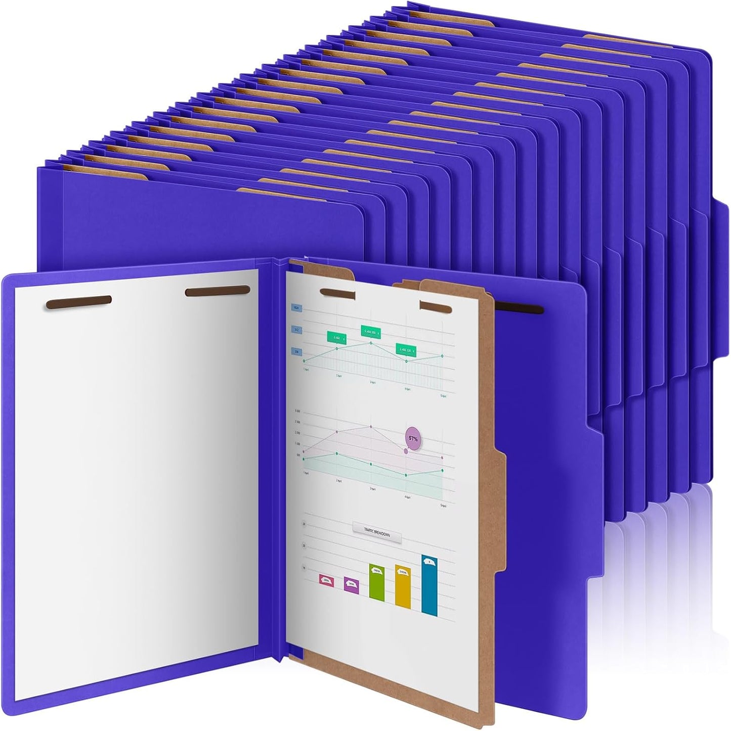 48 Pcs Classification Folders Letter Size, 1 Divider Pressboard File Folder with Fasteners, Expanding File Organizer Bulk for Teachers, Clergy, Office, Church, Christmas Donations (Purple)