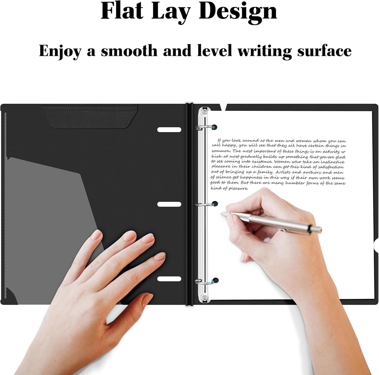 INFUN 1 Inch Telescoping 3 Ring Binder - 1PCS-Black, Flexible Binders with Customizable Front Cover and Clear Catalog Pocket, 1 Inch Rings, 225 Sheet Capacity