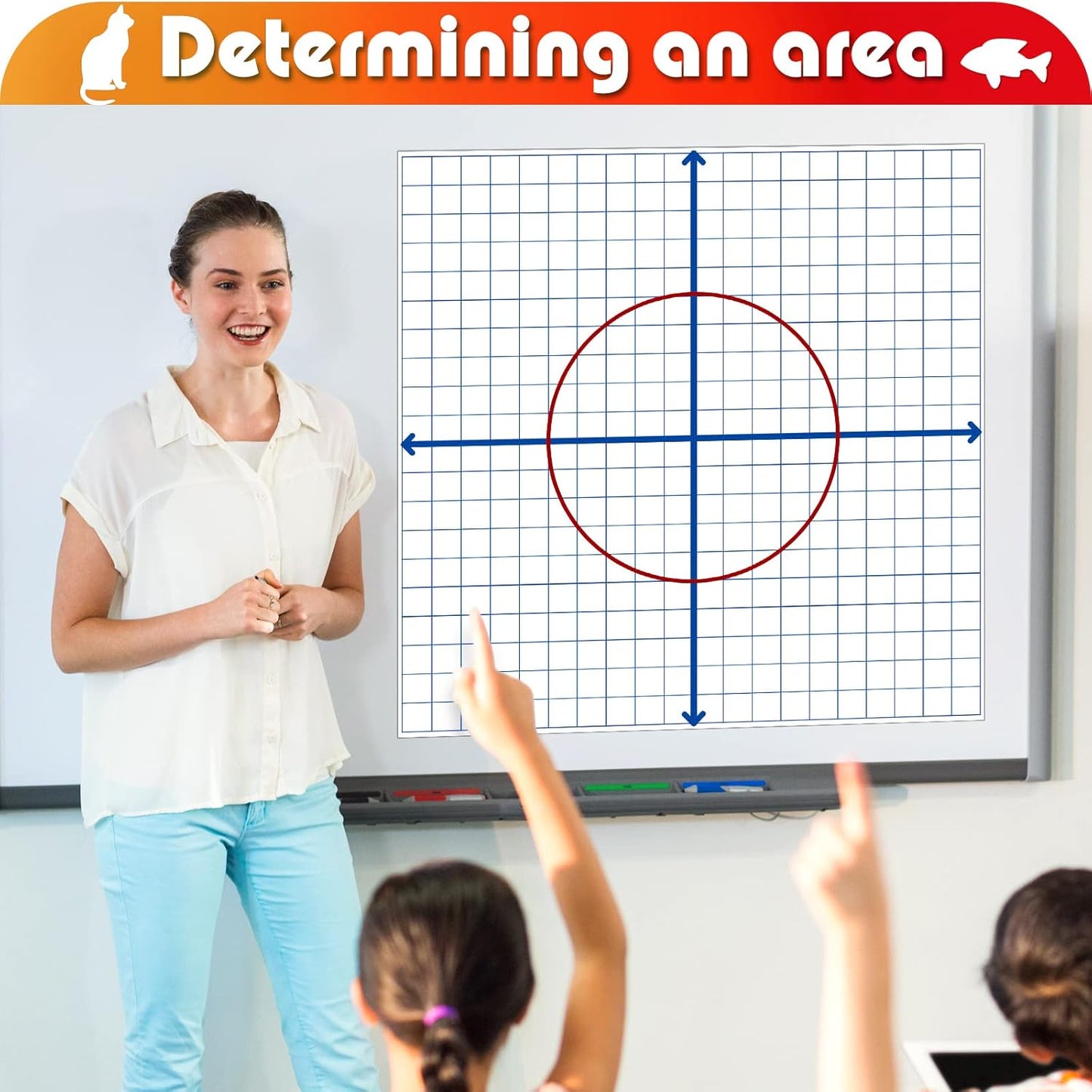 Teling 8 Pieces Jumbo Magnetic Xy Coordinate Dry Erase Grid 26 x 26 Inches, Magnet Graph Whiteboard for Classrooms, Teaching, Learning Tools