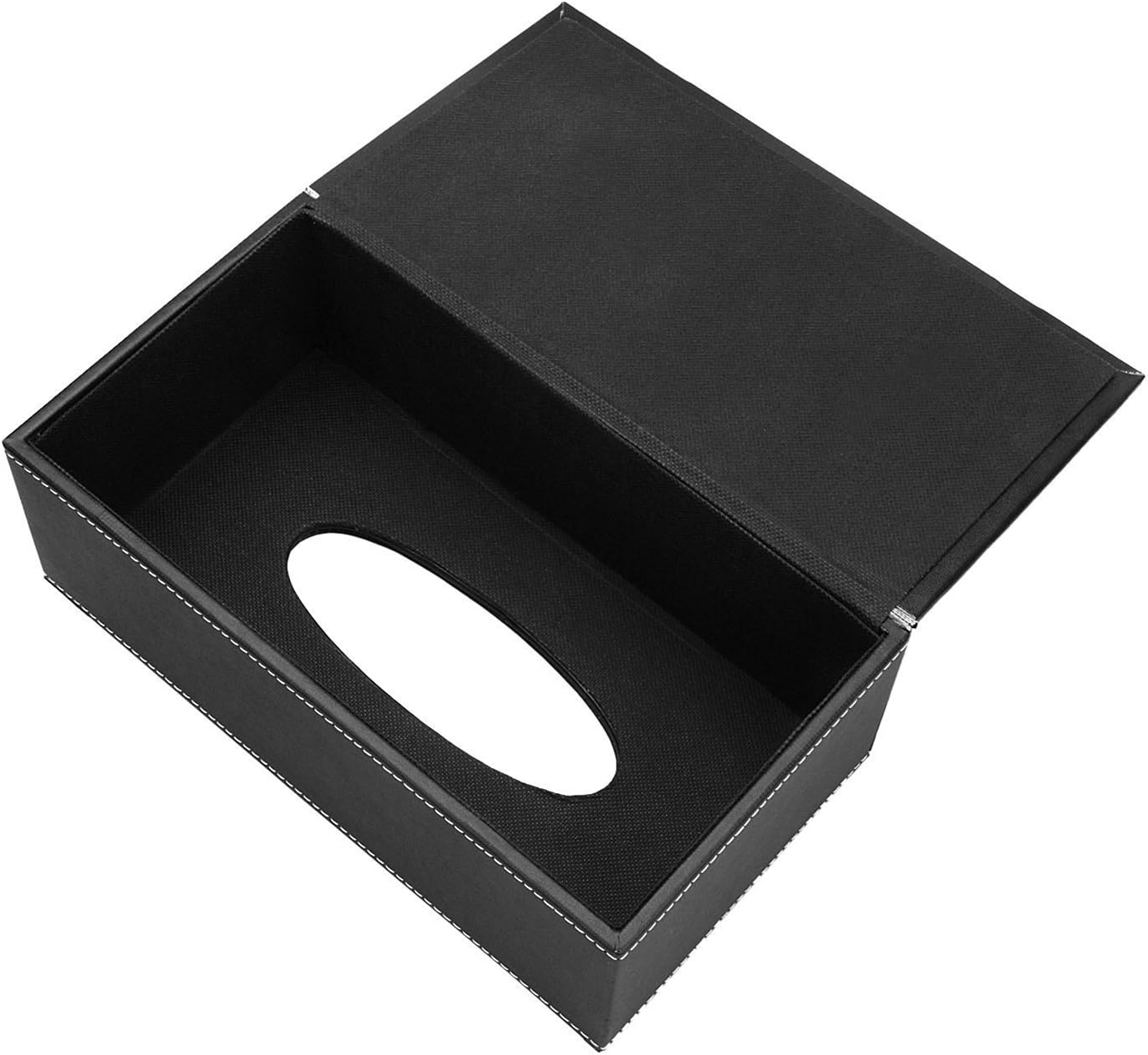 KINGFOM 3PCS/SET Desk Organizer Sets Leatherette Office Accessories Supplies Including Tissue Holder,Pencil Holder and Business Name Cards Stand Black
