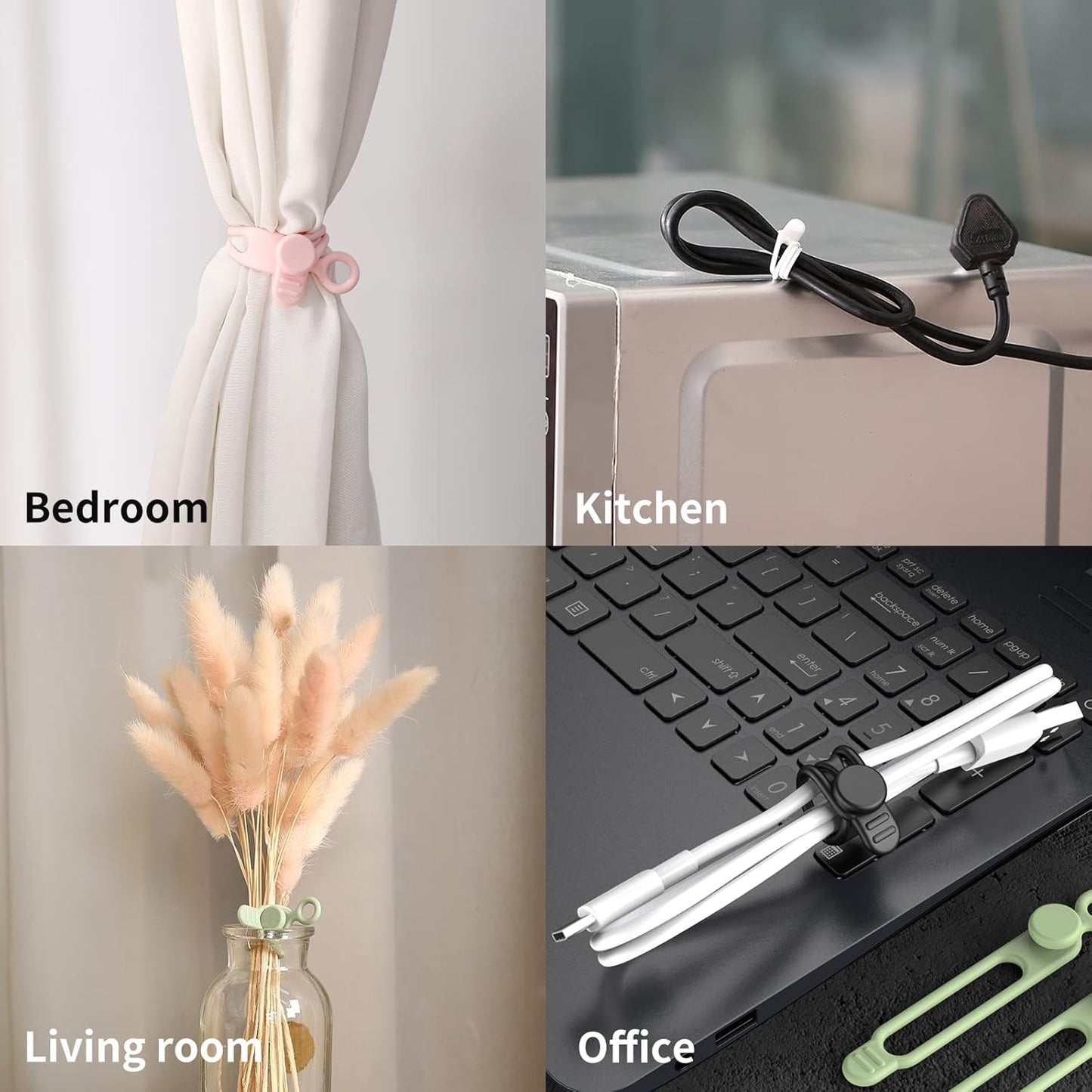 [25Park]UMUST Silicone Cable Ties,Reusable Cable Management Organizer,Cable Straps,Cord Ties,Multipurpose Elastic Cord Organizer for Bundling and Fastening Cable Cords Wires(Multi -colored)