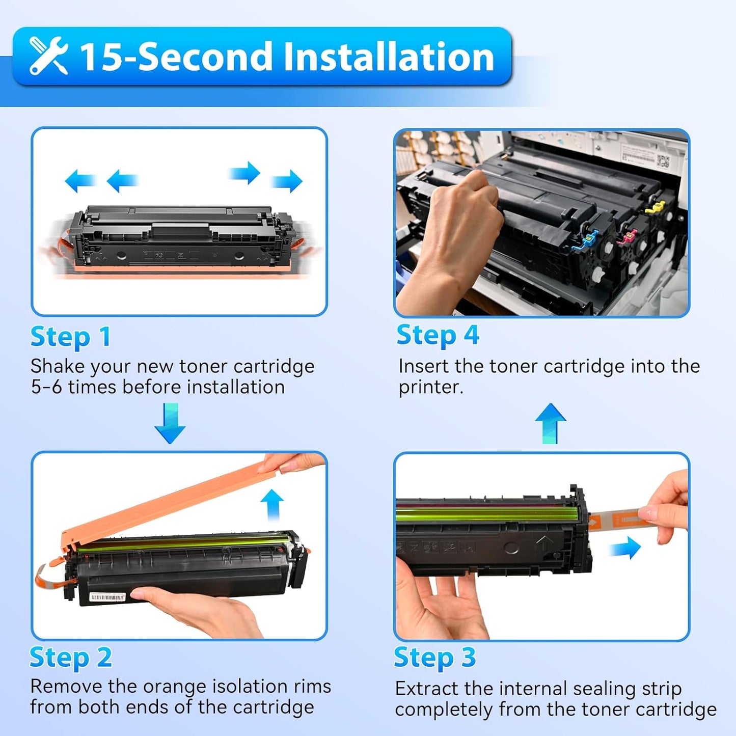 ZIPRINT 206A Toner Cartridges 4 Pack Compatible Replacement for HP 206A 206X for Color Laserjet Pro MFP M283fdw M283cdw M283fdn M282nw Pro M255dw M255nw M283 M255 Printer W2110A W2110X (with chip)