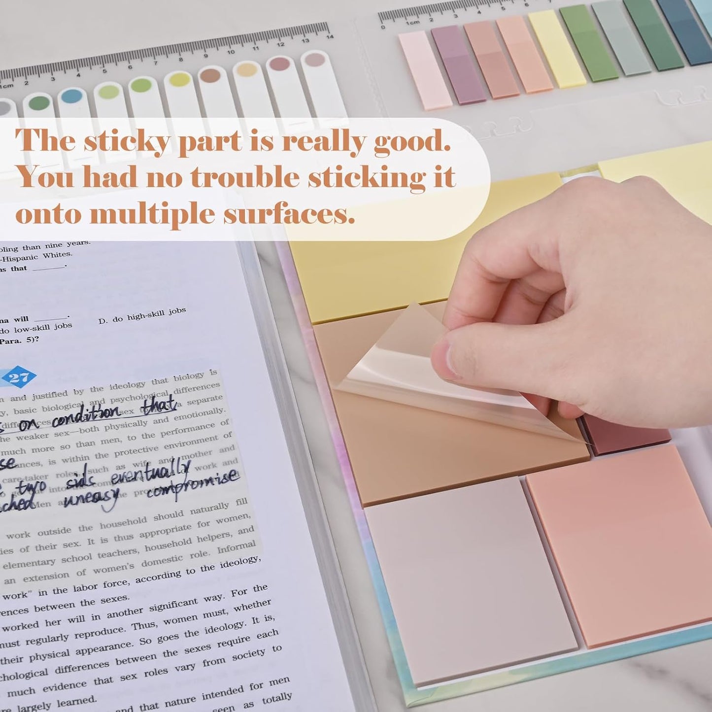 BAYTORY 900 Sheets Transparent Sticky Notes, Clear Waterproof 3 x 3 inch See Through Memo Pad, Self-Adhesive Translucent Writable Index Tabs for Annotating Books, Stationary Supplies