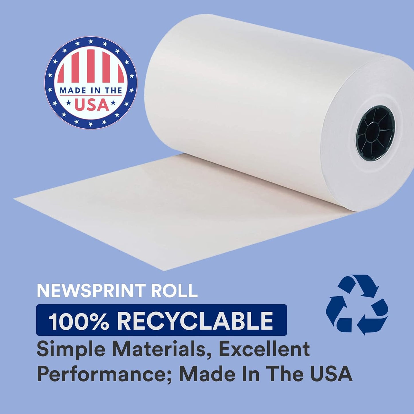 BOX USA Packing Paper Roll 1440'L x 18"W - 1,000 Sheets 17” Long Equivalent - Large White Newsprint for Shipping, Packaging, Storage and Moving Supplies