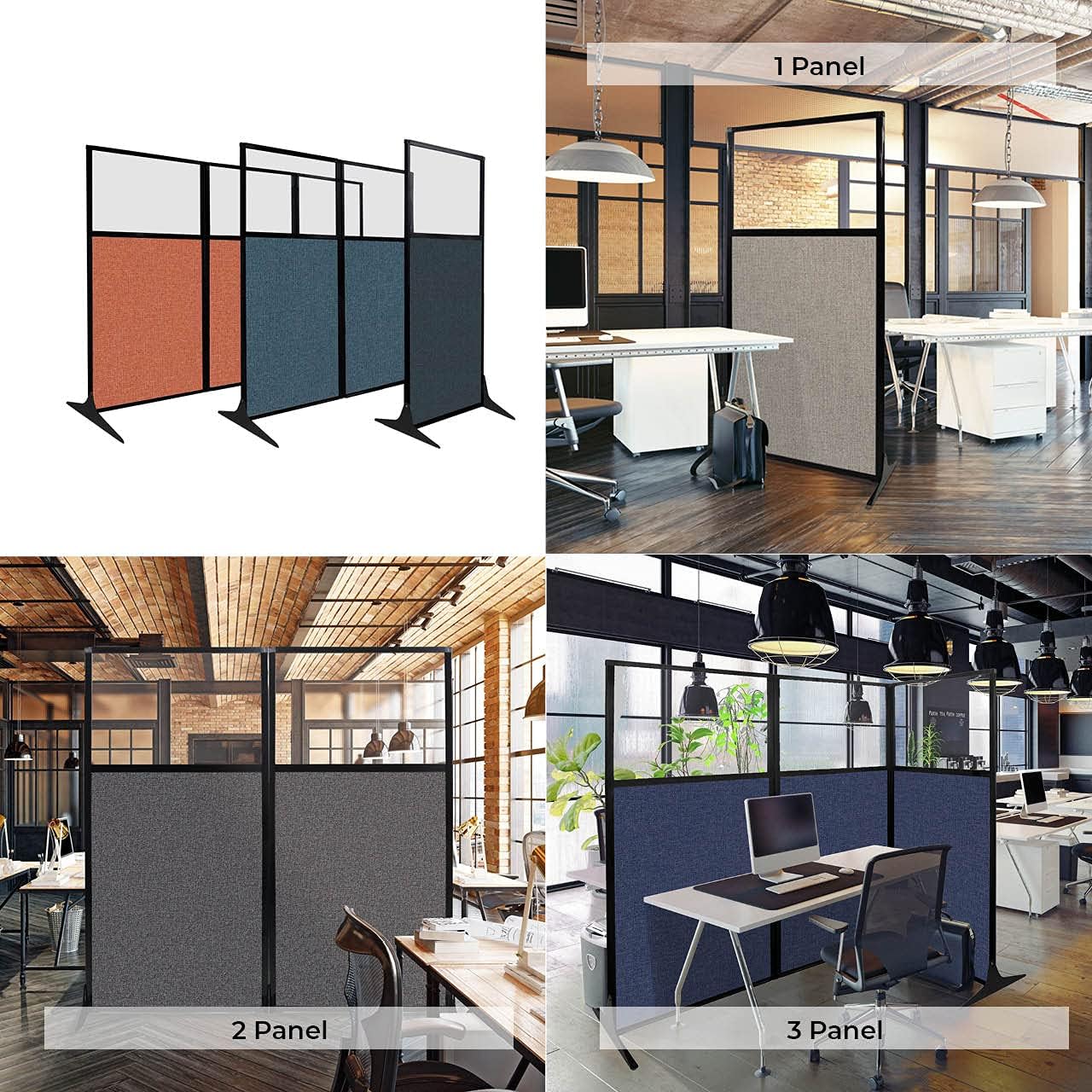 Versare Workstation Partition | Portable Wall Divider | Modern Office Cubicle | Free Standing Privacy Screen | Flexible Work Space | 99" x 70" W/Window, Caribbean Fabric Panels