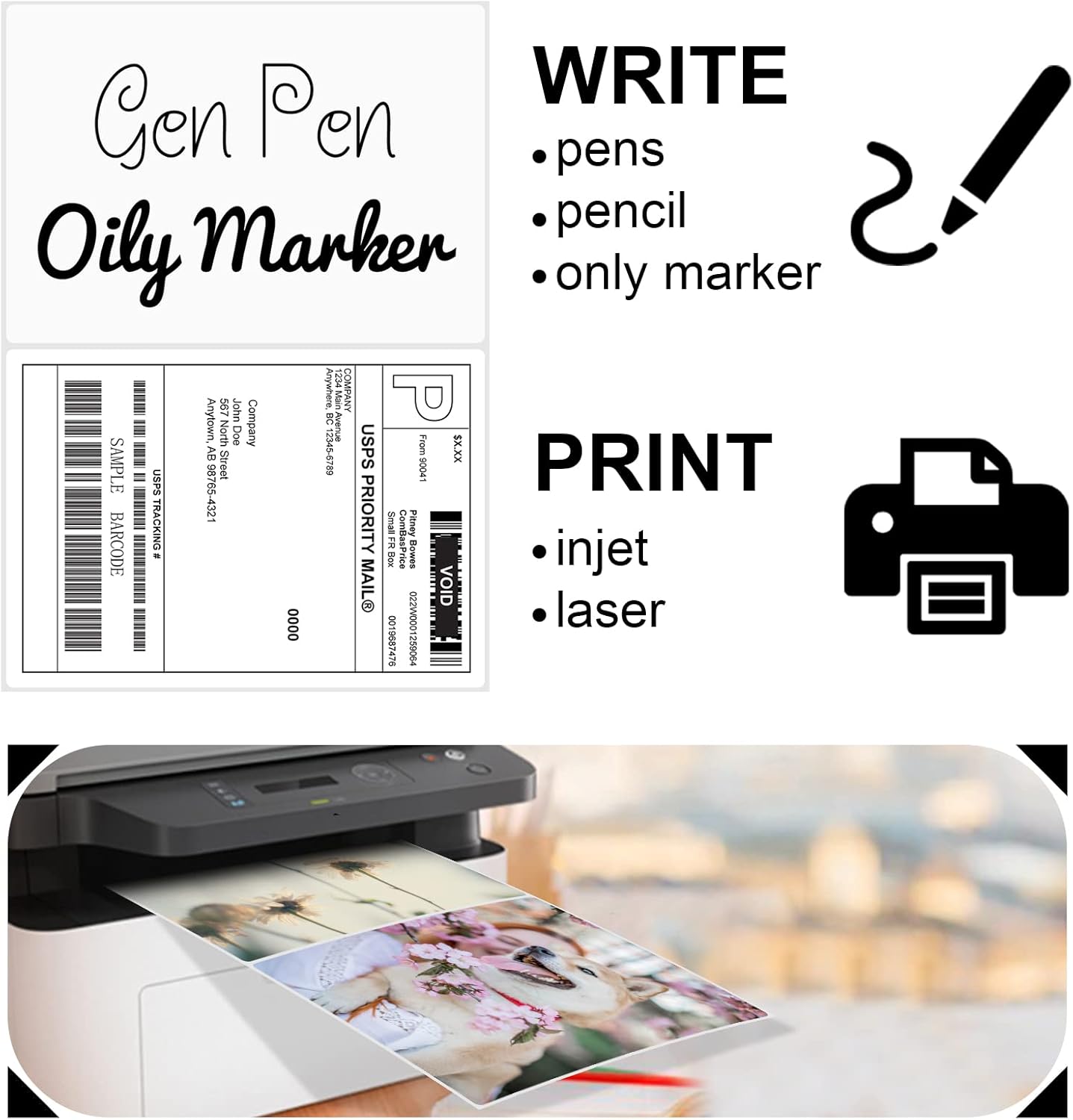 8.5" x 5.5" Half Page Self Adhesive Shipping Label, Compatible Laser & Inkjet Printers, White, 2 Labels Per Sheet(2000 Sheet 4000 Labels)