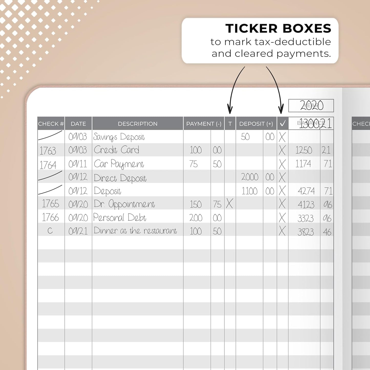Clever Fox Check Register Book - Deluxe Transaction Register, Accounting Ledger Book, Checkbook Register & Checking Account Register Book for Personal and Work Use, A5 Hardcover - Rose Gold