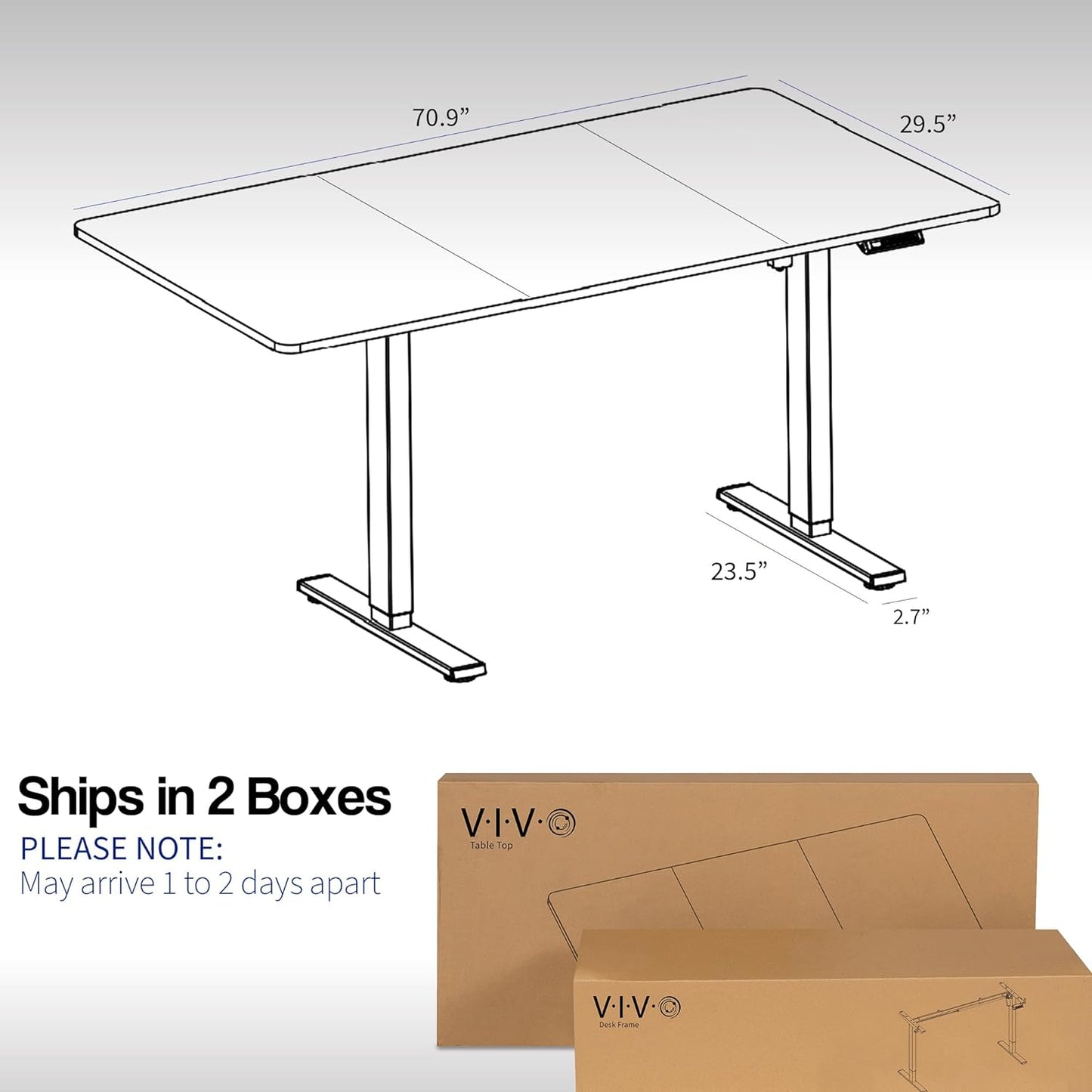 VIVO Electric 71 x 30 in Standing Desk, Memory Height Adjustment, 1B Series, White and Light Wood Top, White Frame, DESK-KIT-1W7WC