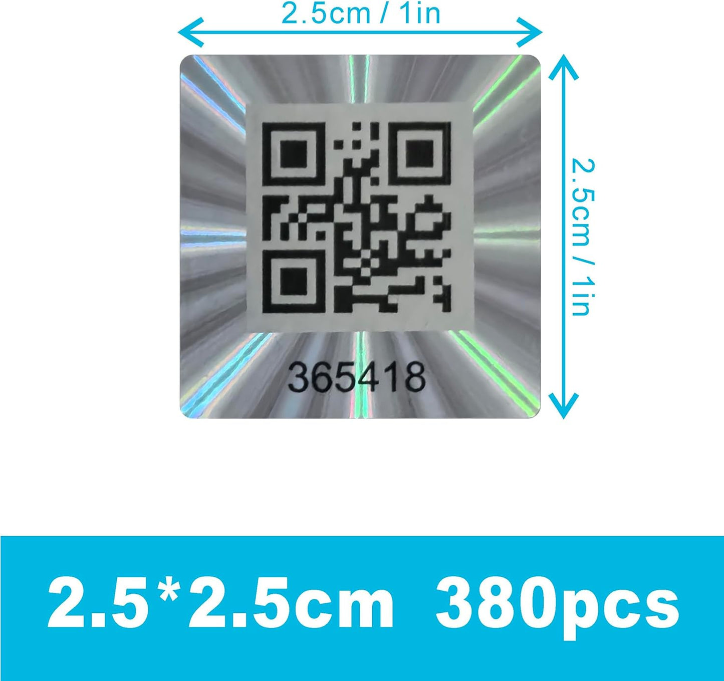 380pcs Hologram QR Code Labels, Tamper-evident Security Seal Sticker,Warranty Void Tamper Proof Labels with Unique Sequential Serial Numbering（1X1 inch)