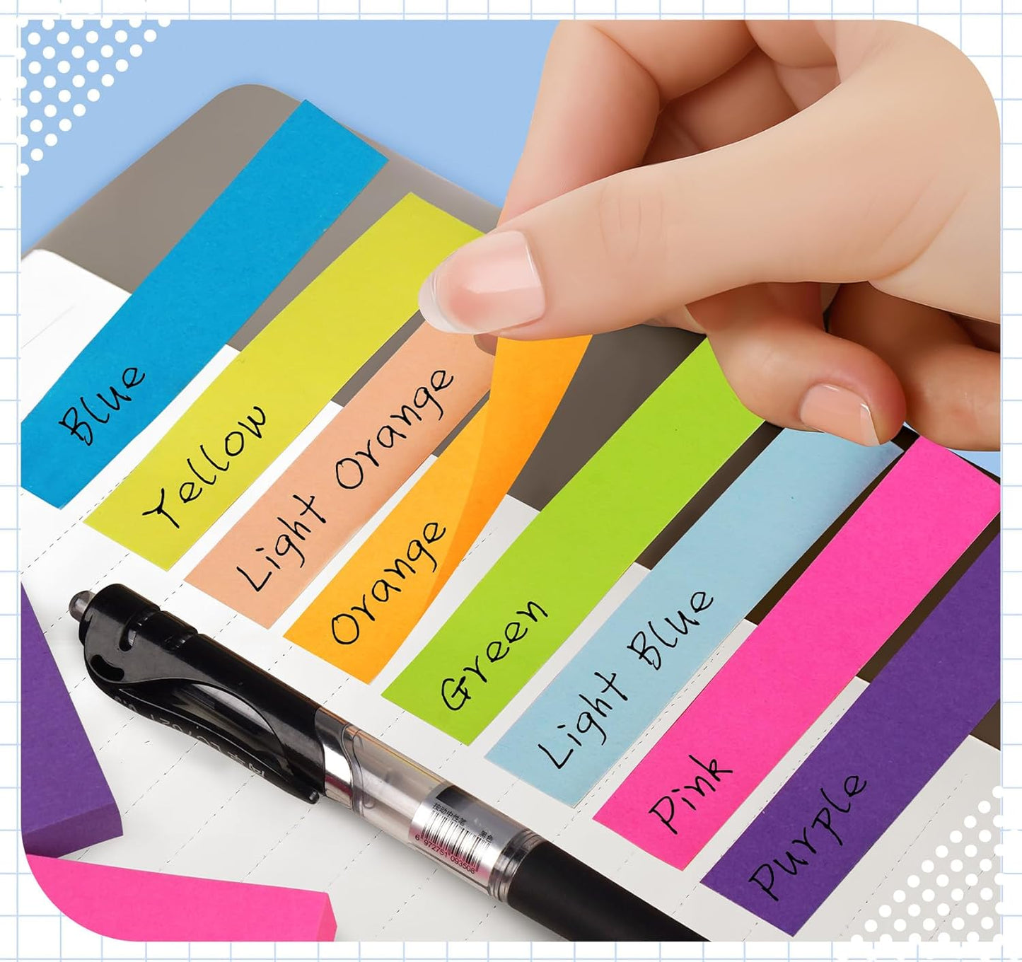 24 Pack Sticky NotesTabs Pads,2400 Sheets Index Tabs,2.99 * 0.62in Small Self-Stick Page Markers,8 Bright Colors Page Flags Mini Self-Stick Pads to Post for Office,School,Home,Meeting,Back to School